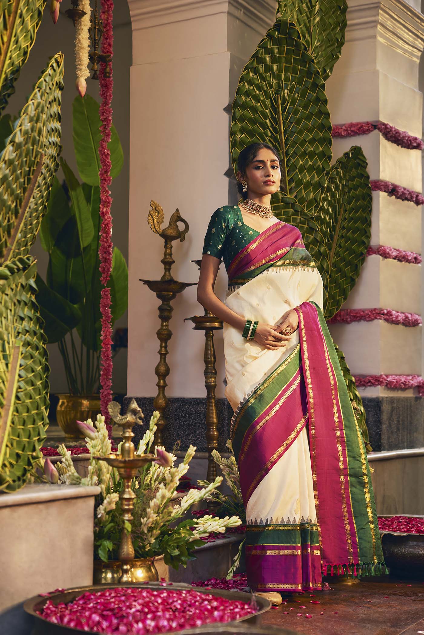 Gauri-Off White Kanchipuram Silk Saree