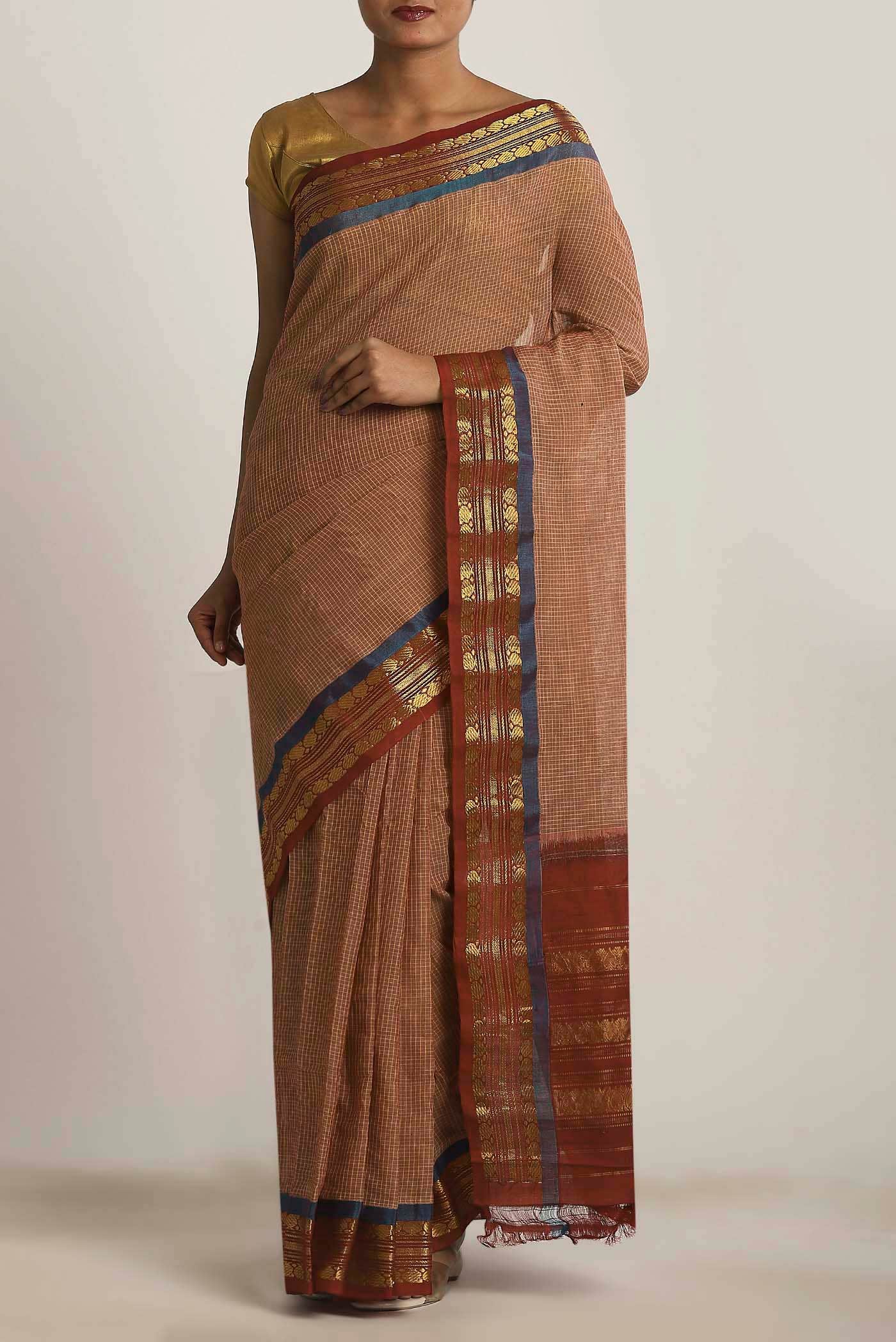 Brown Gadwal cotton Saree