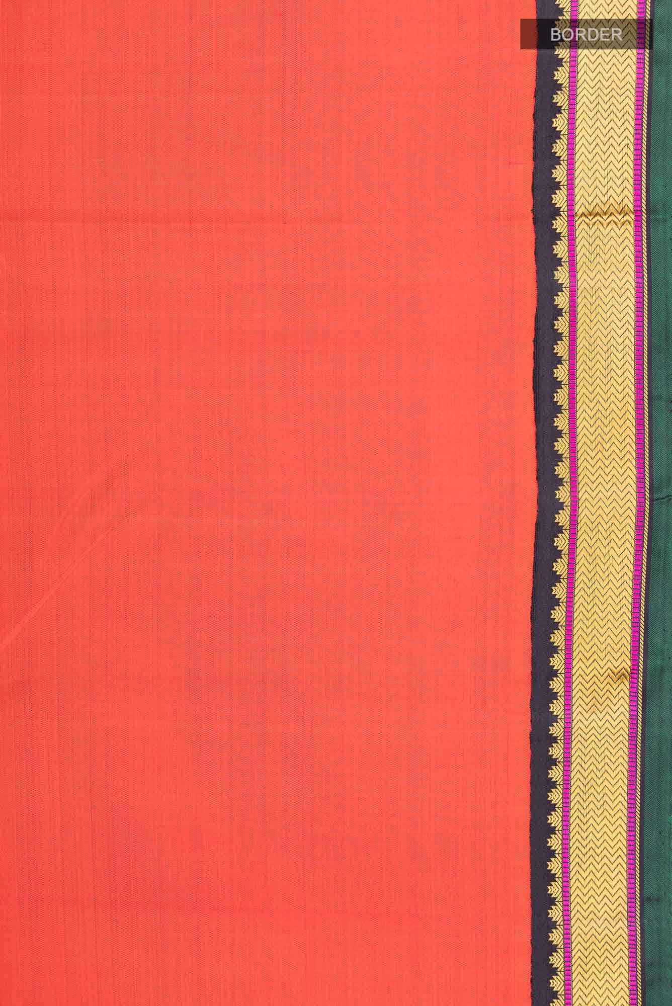 Brick Orange Kanchipuram Silk Saree