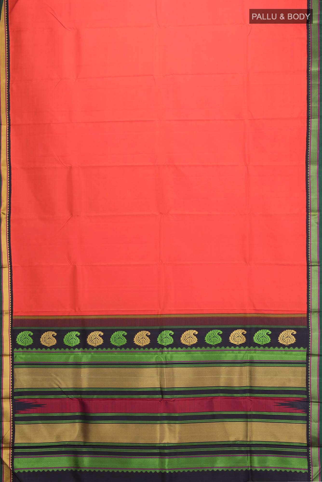 Brick Orange Kanchipuram Silk Saree