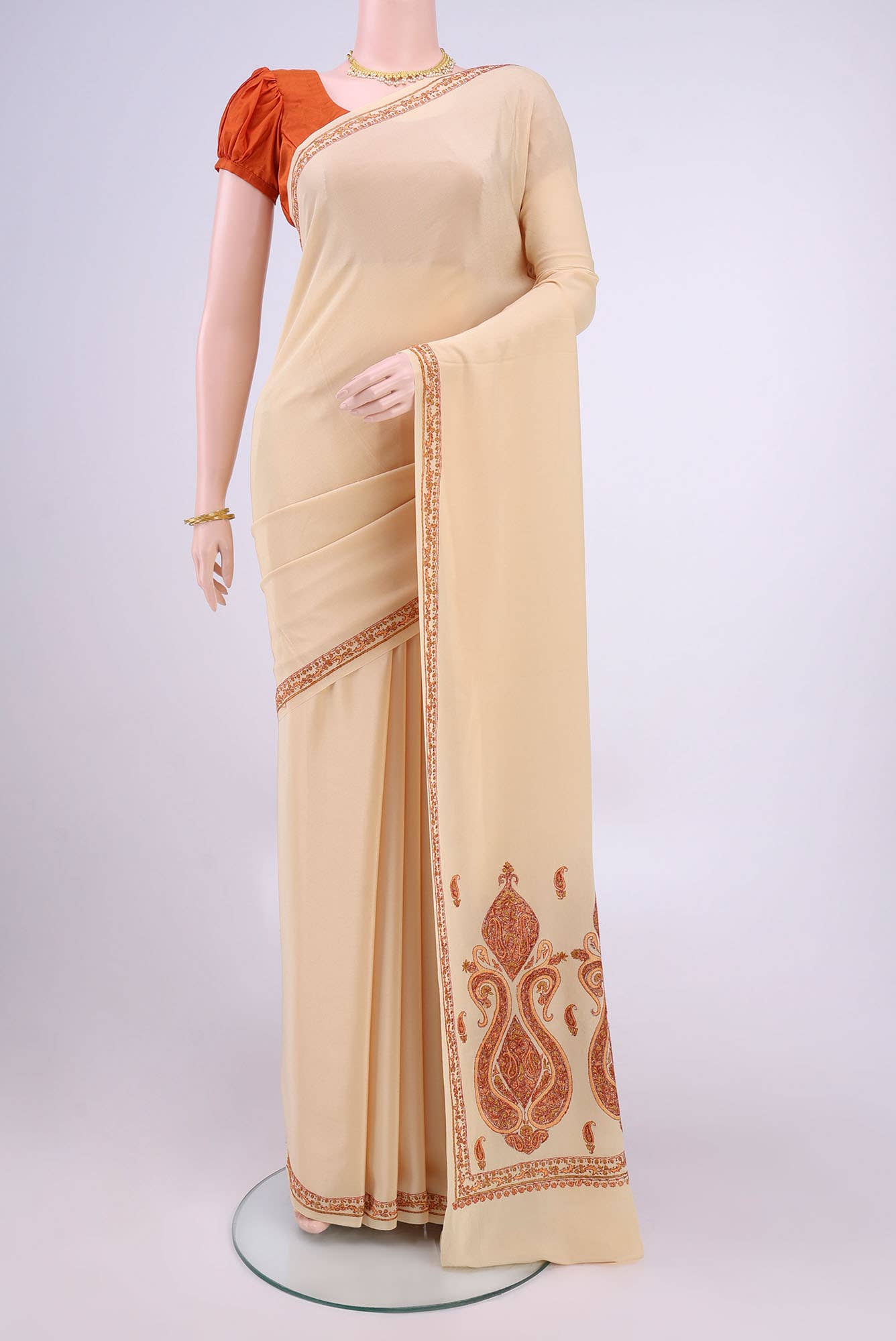 Beige Kashmiri Saree