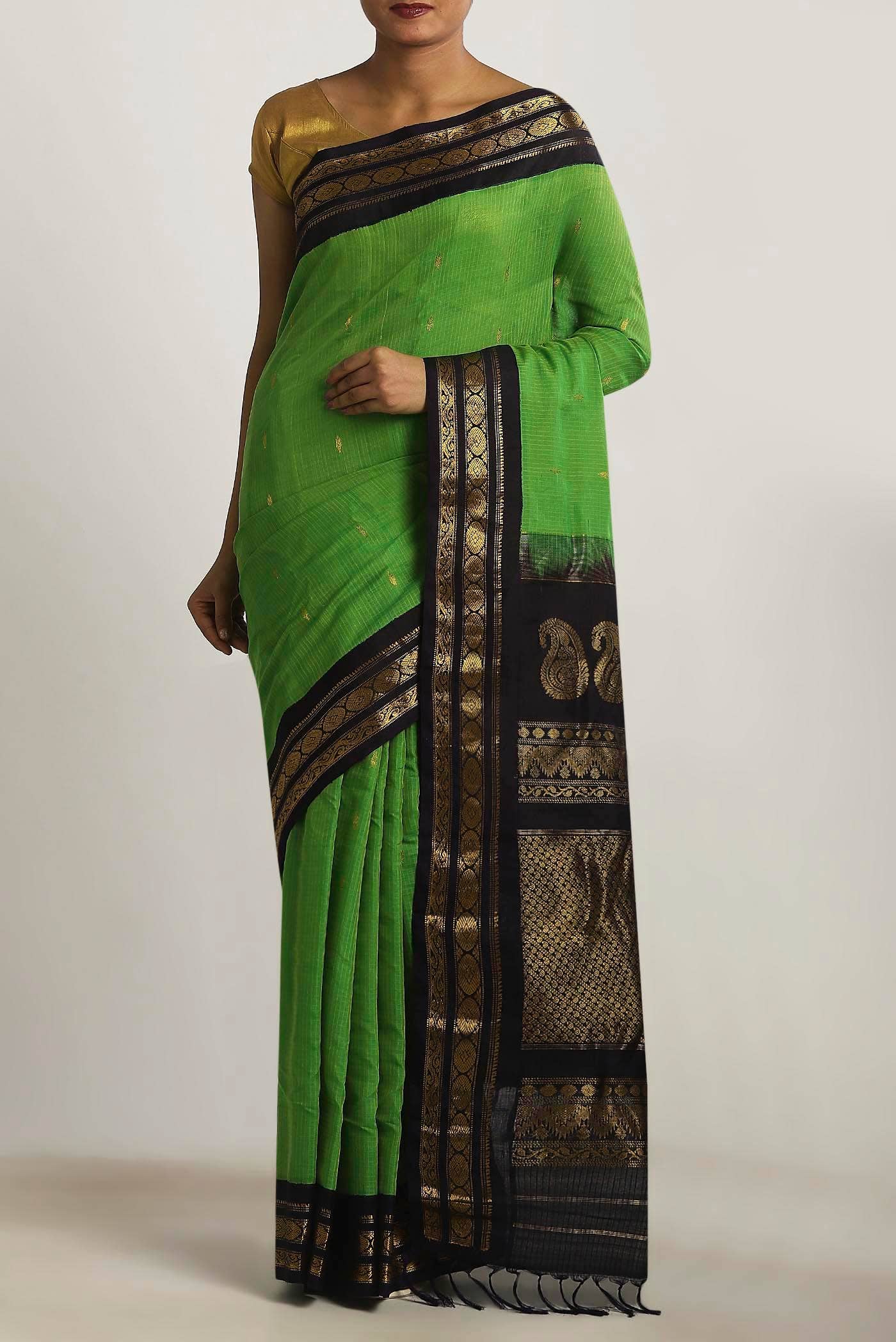 Green Gadwal Silk Cotton Saree