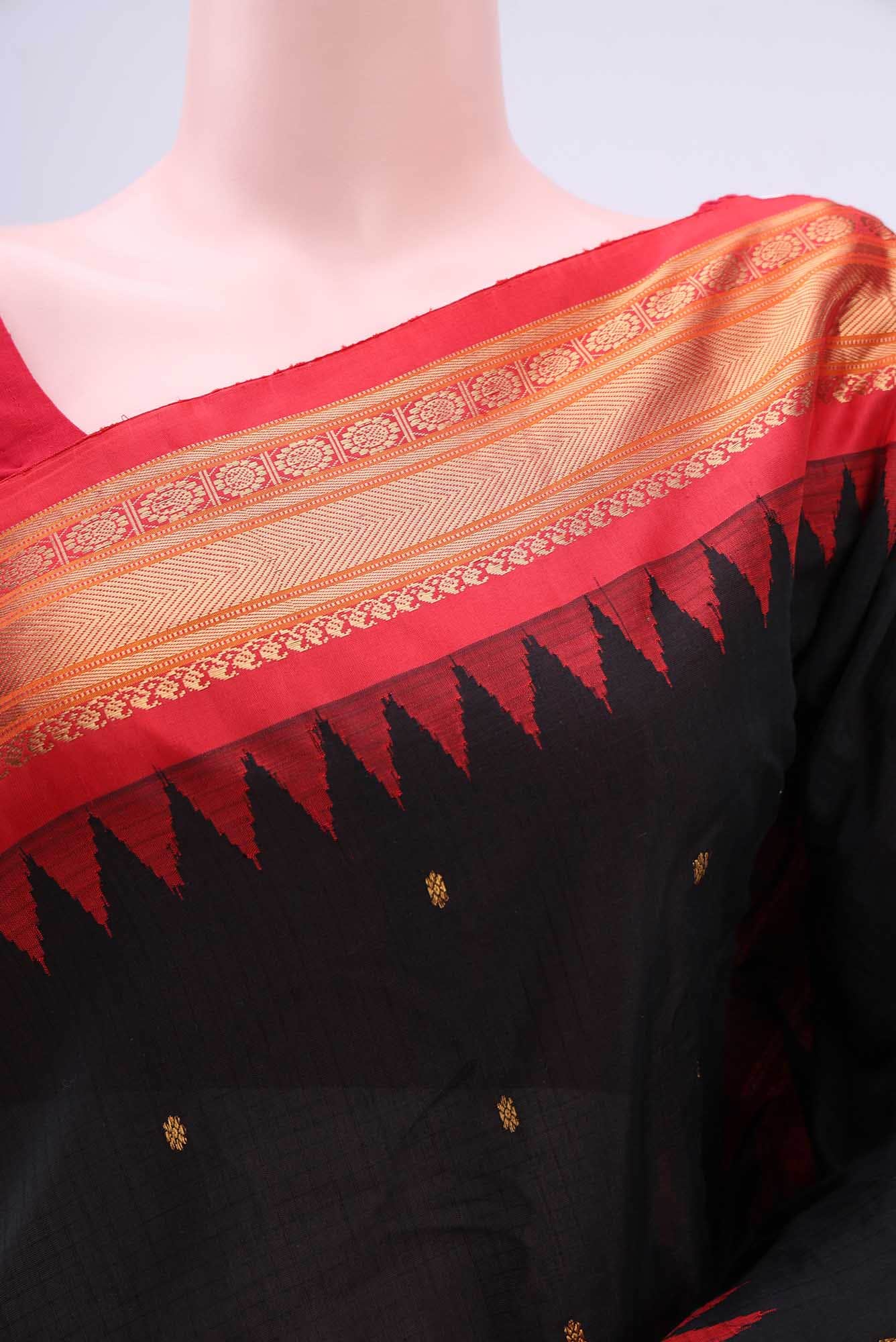 Black Gadwal Silk Cotton Saree
