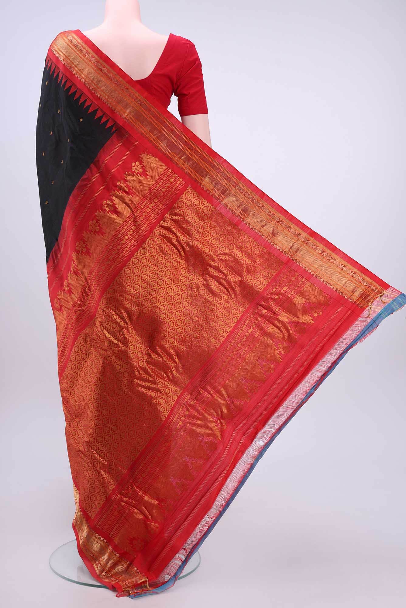 Black Gadwal Silk Cotton Saree