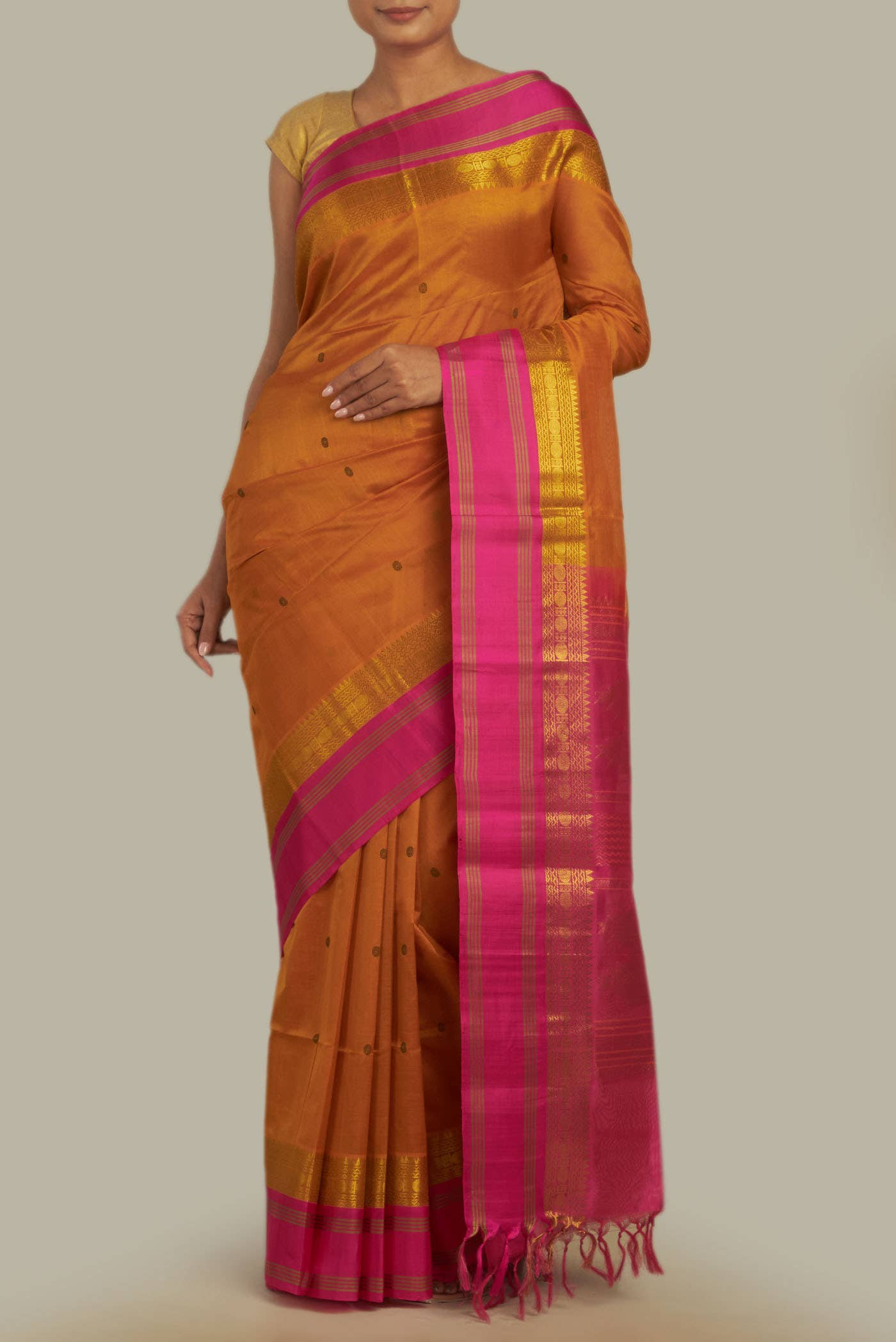 Orange Coimbatore Silk Cotton Saree