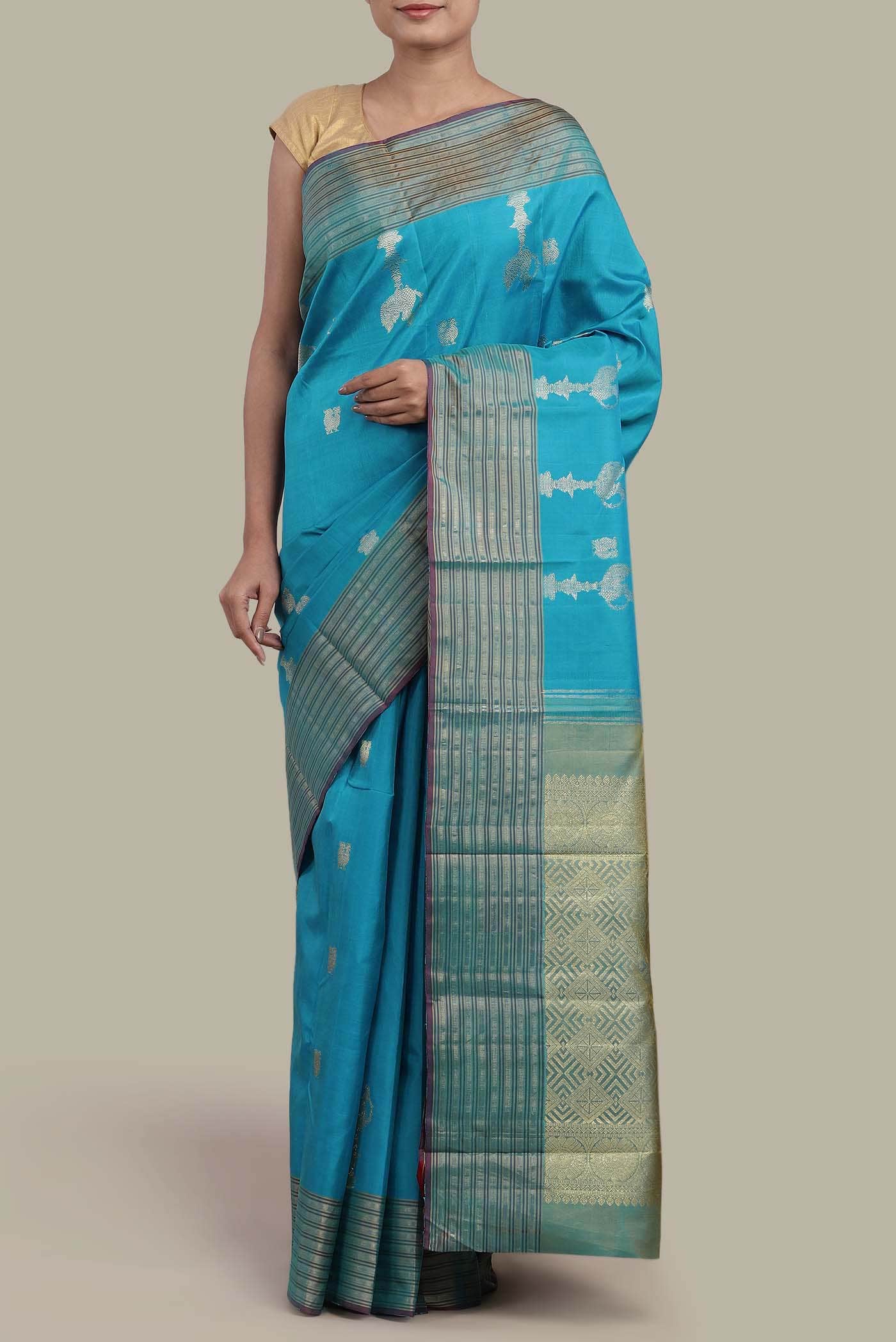Blue Kanchipuram Silk Saree