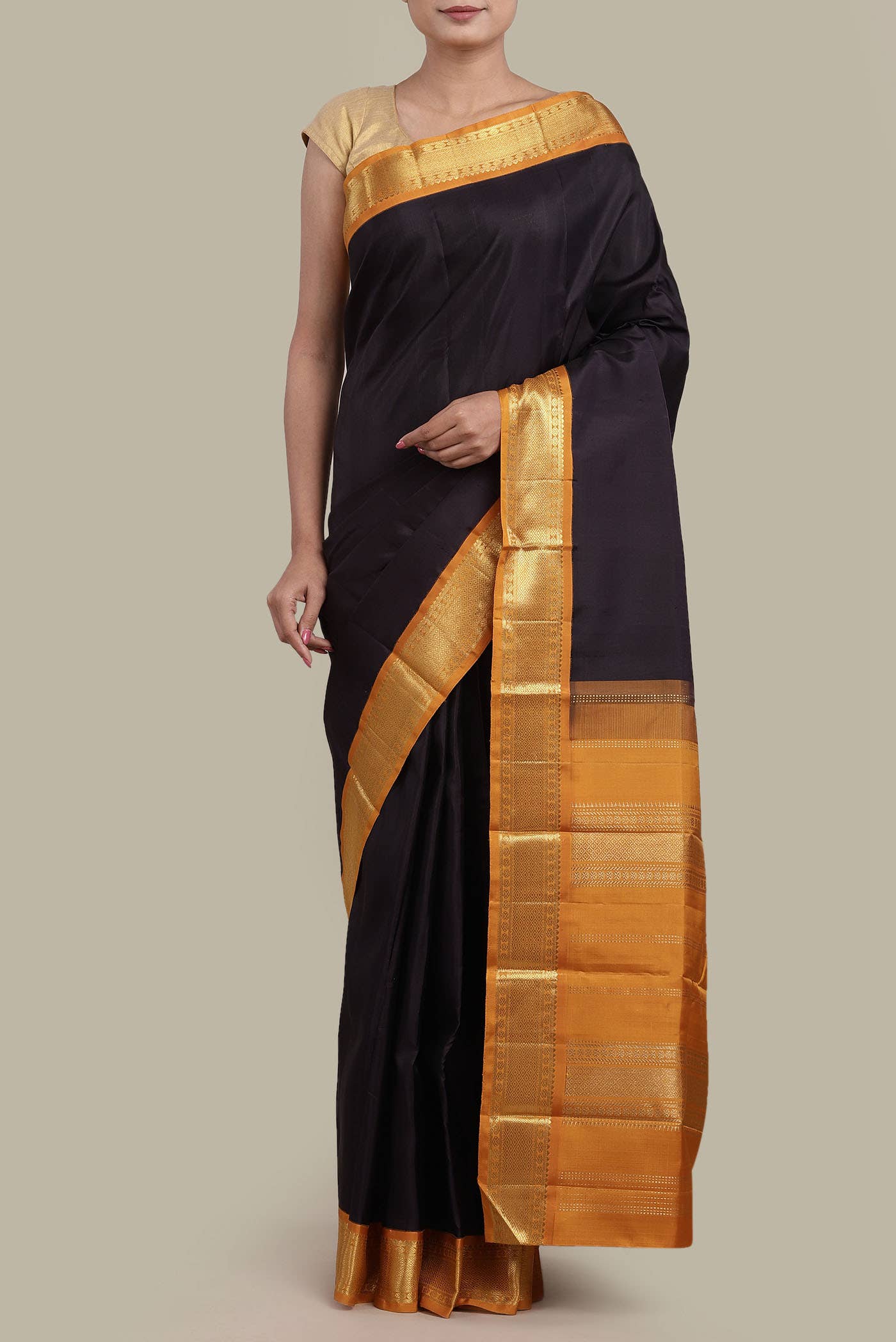 Black Kanchipuram Silk Saree