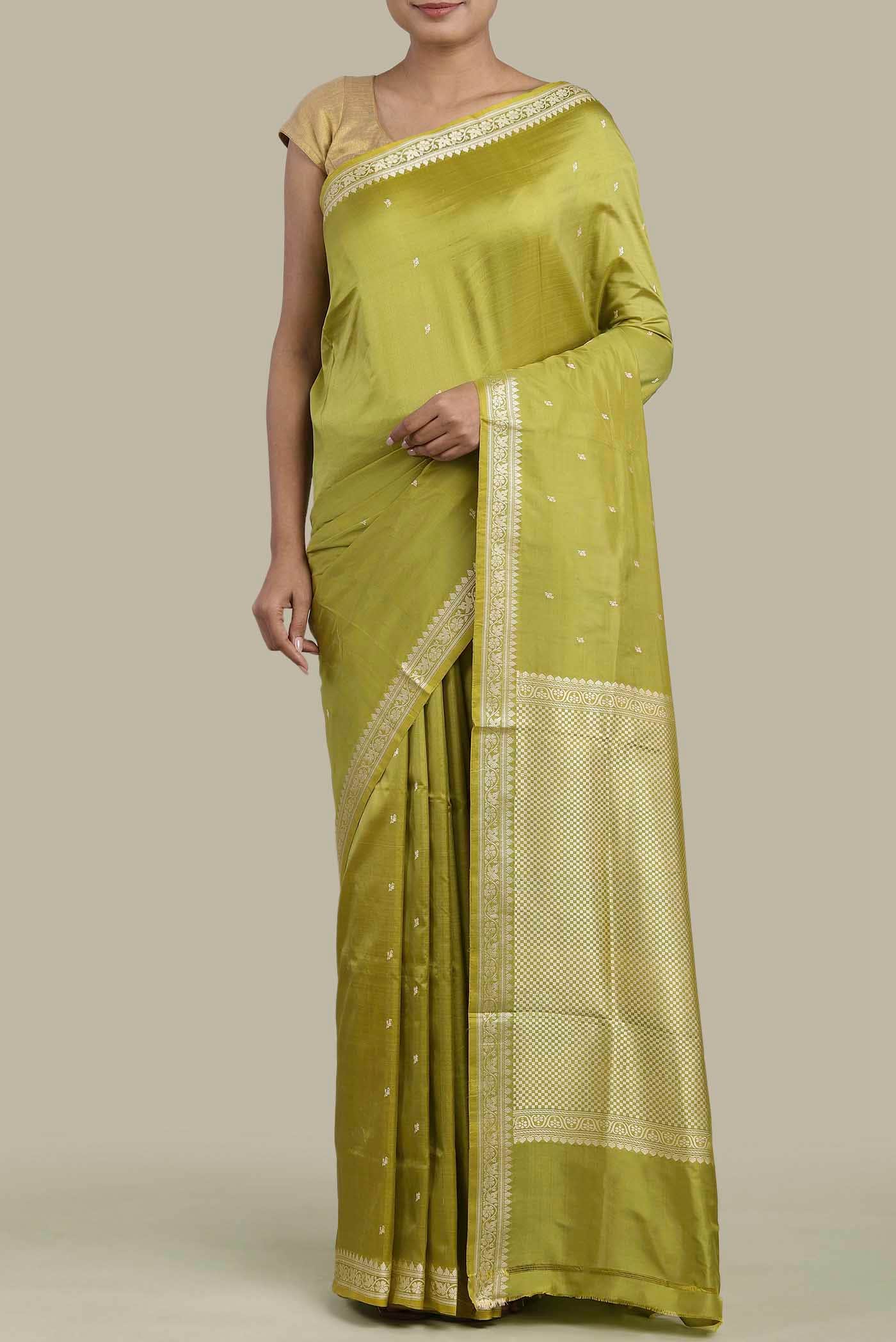 Green Banarasi Katan Silk Saree