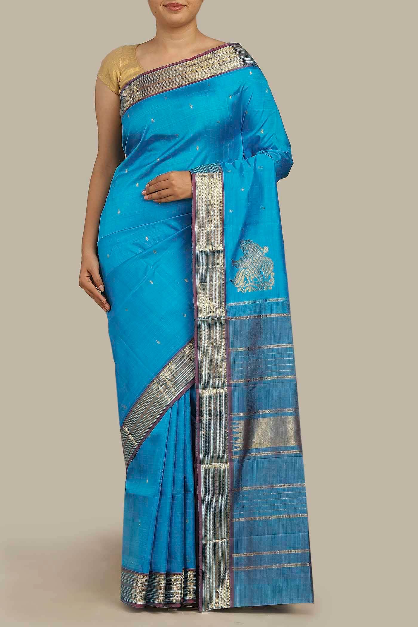 Blue Kanchipuram Silk Saree