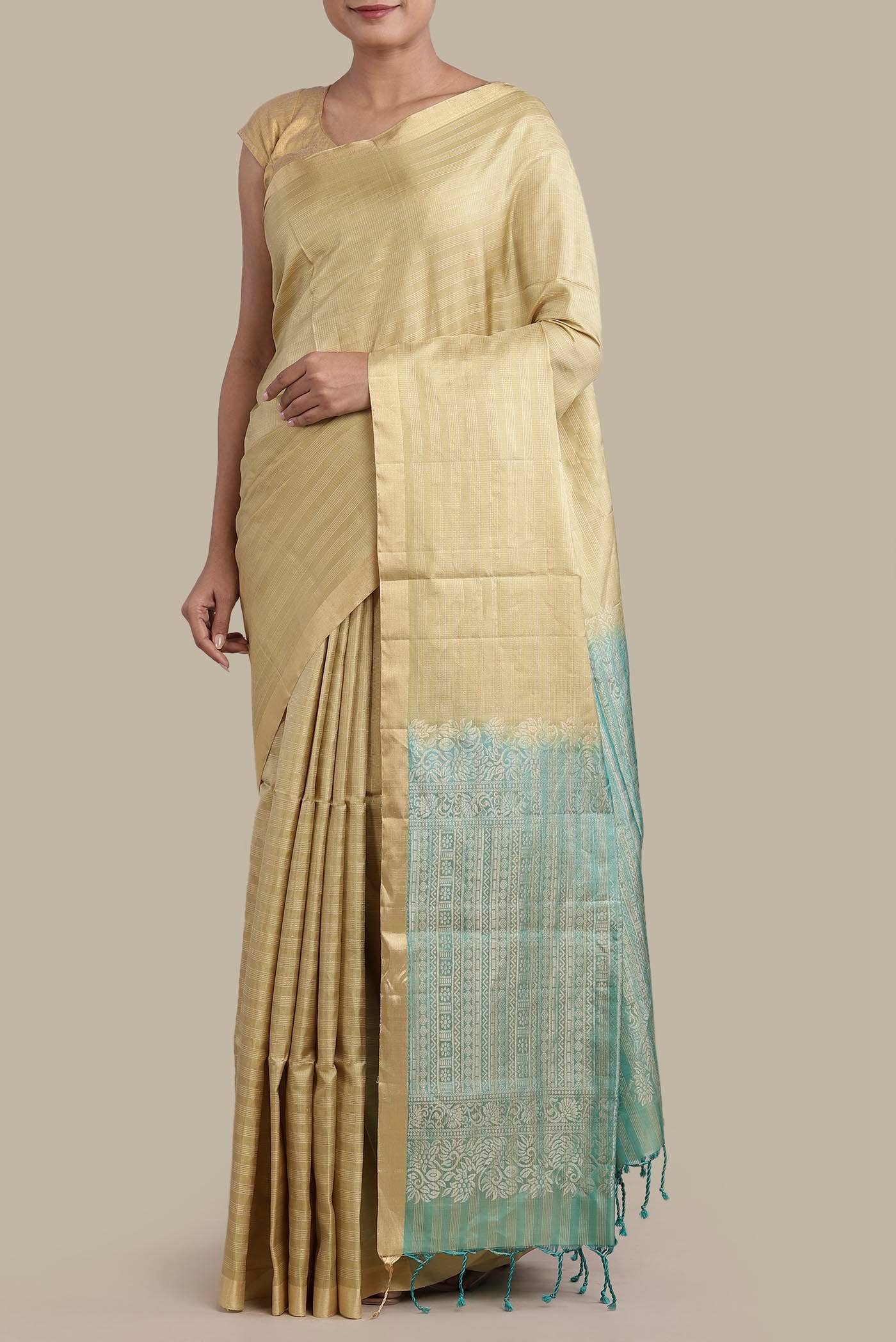 Beige Soft Silk Saree