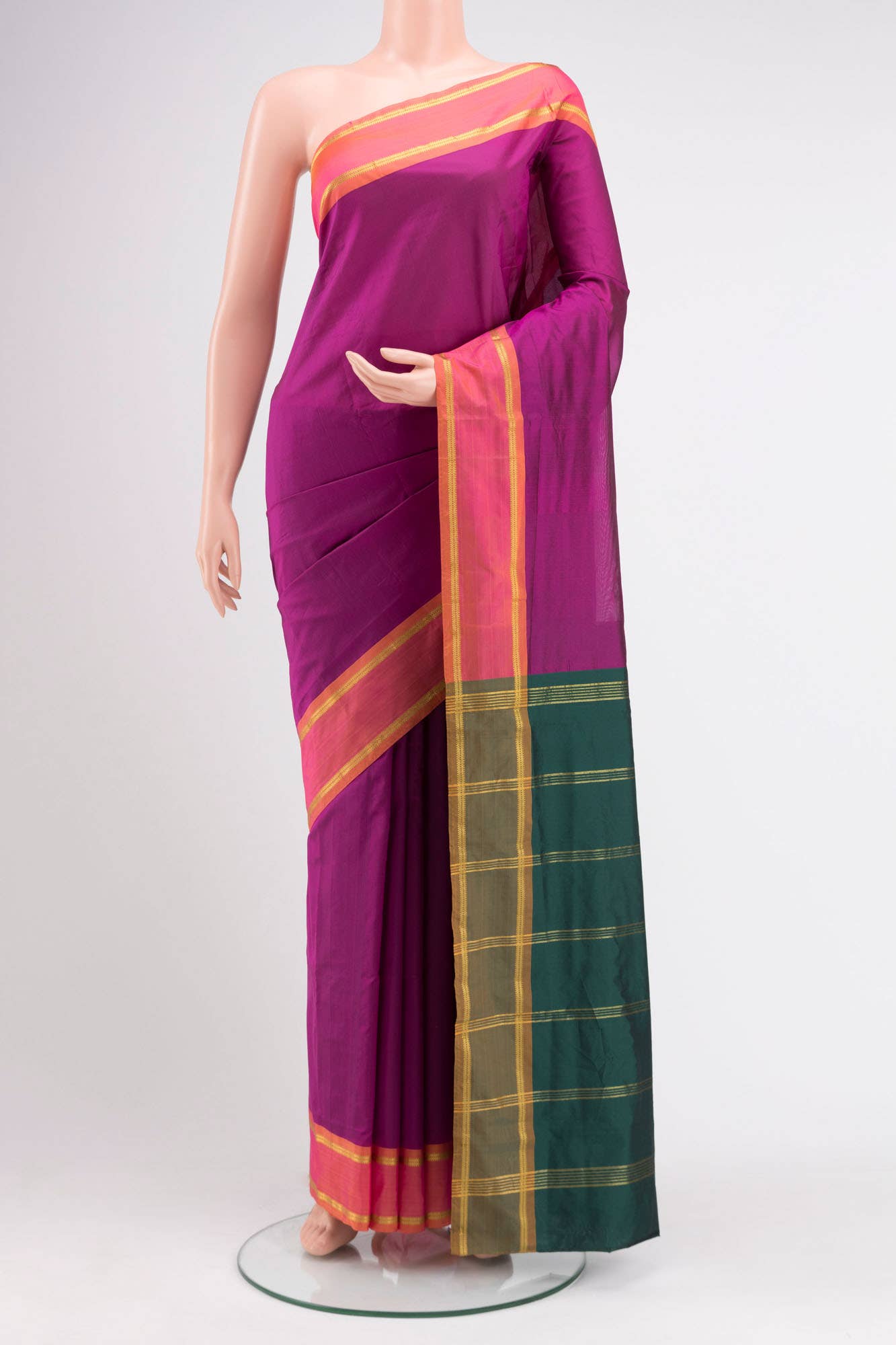 Dark Pink Dual Tone Bangalore Silk Saree