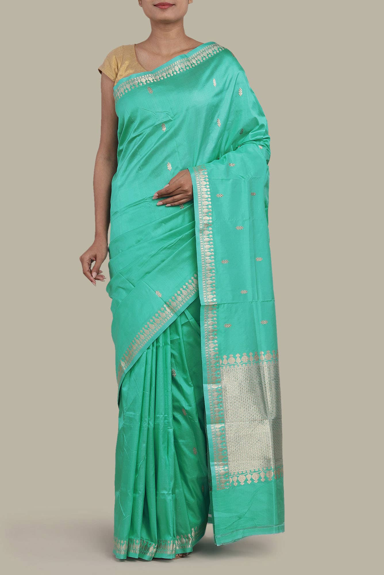 Green Banarasi Katan Silk Saree