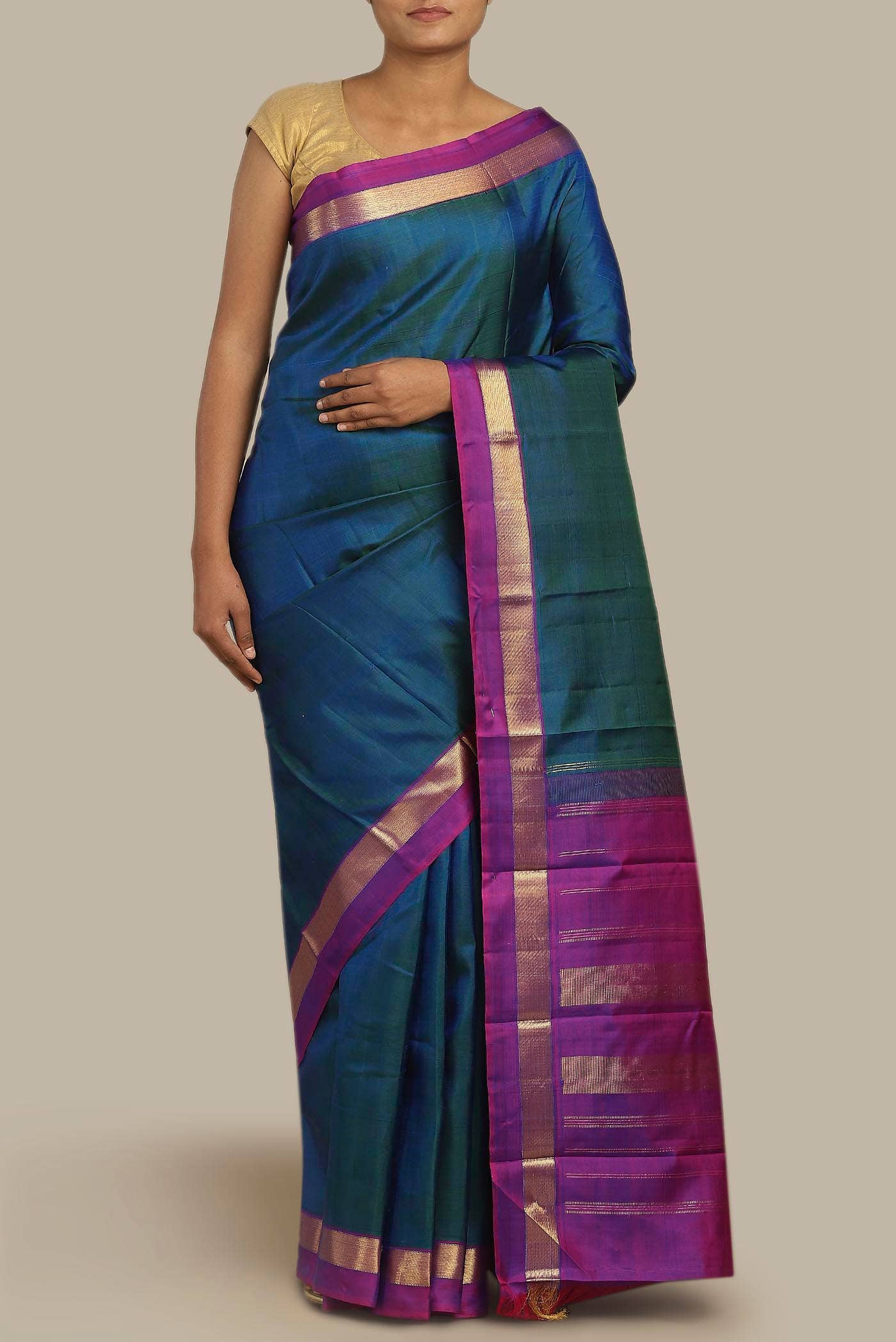 Blue Kanchipuram Silk Saree