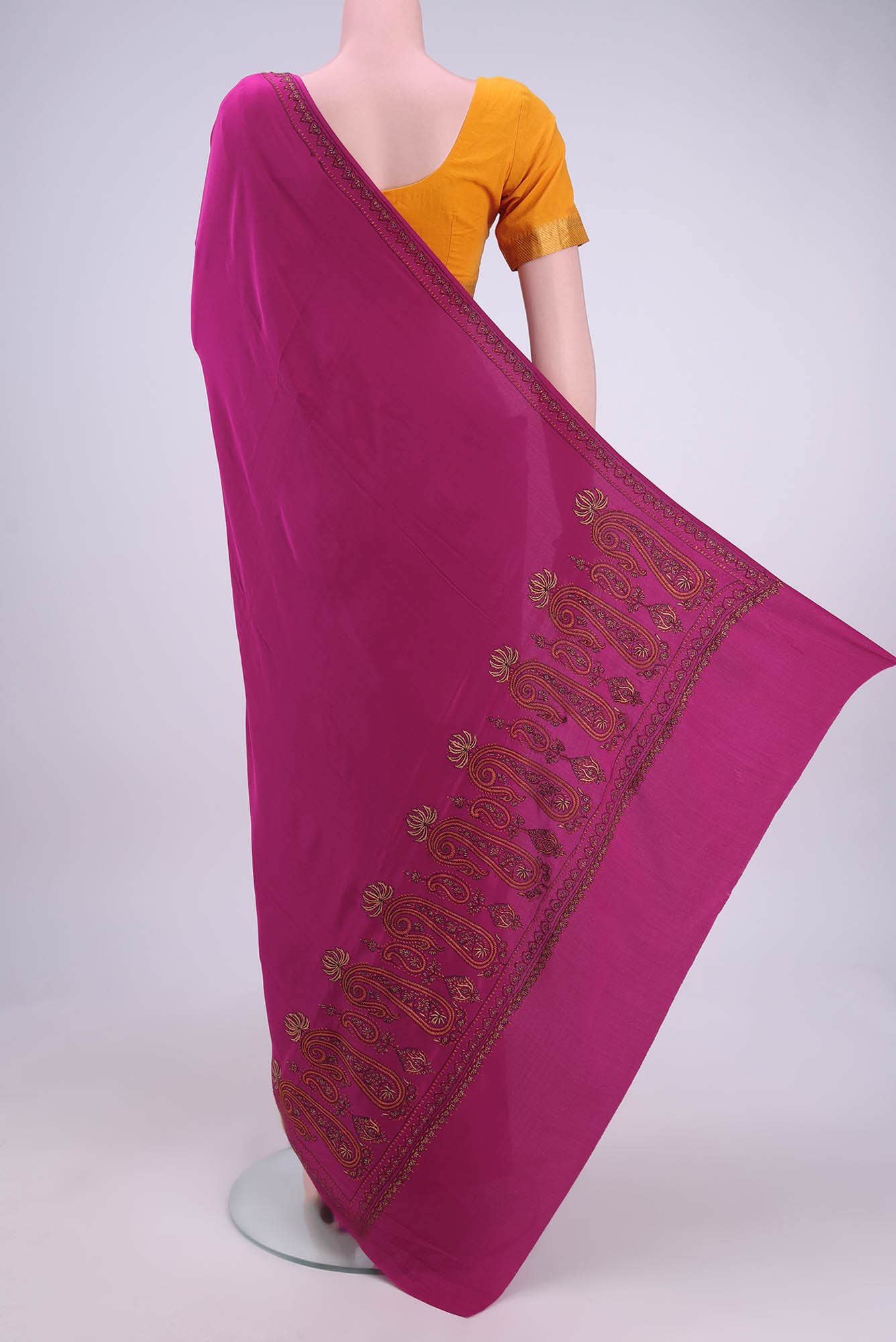 Rani Pink Kashmiri Saree