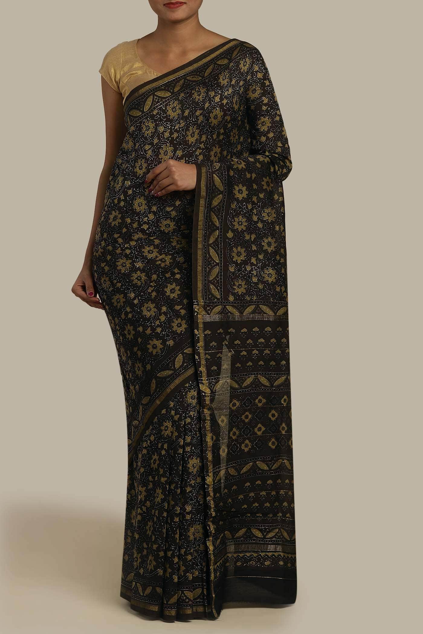 Green Chanderi Silk Cotton Saree