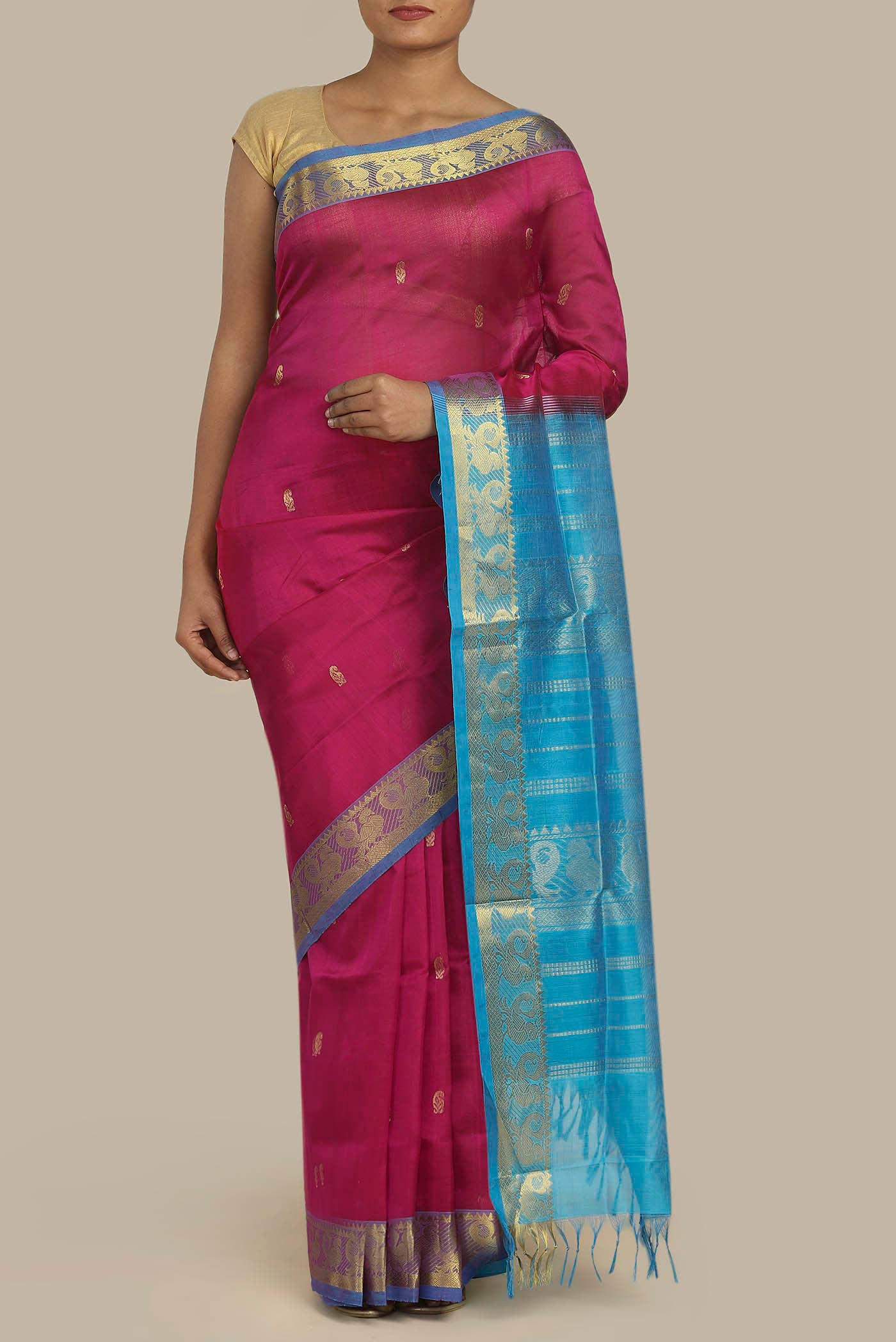 Pink Silk Cotton Saree
