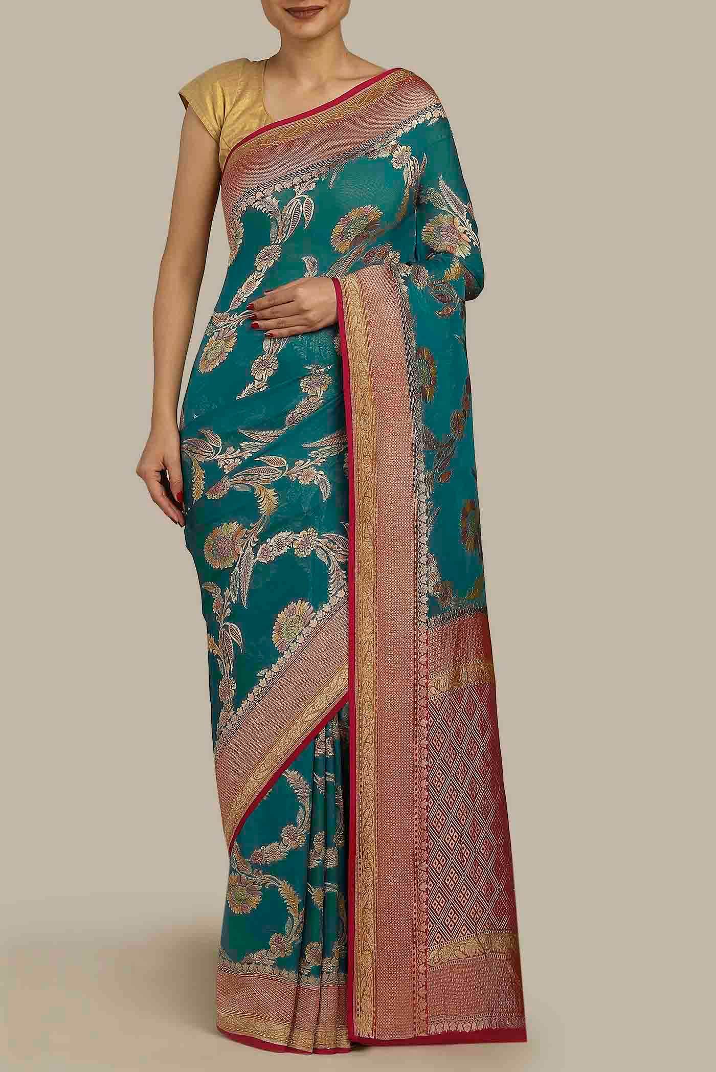Green Banarasi Silk Saree
