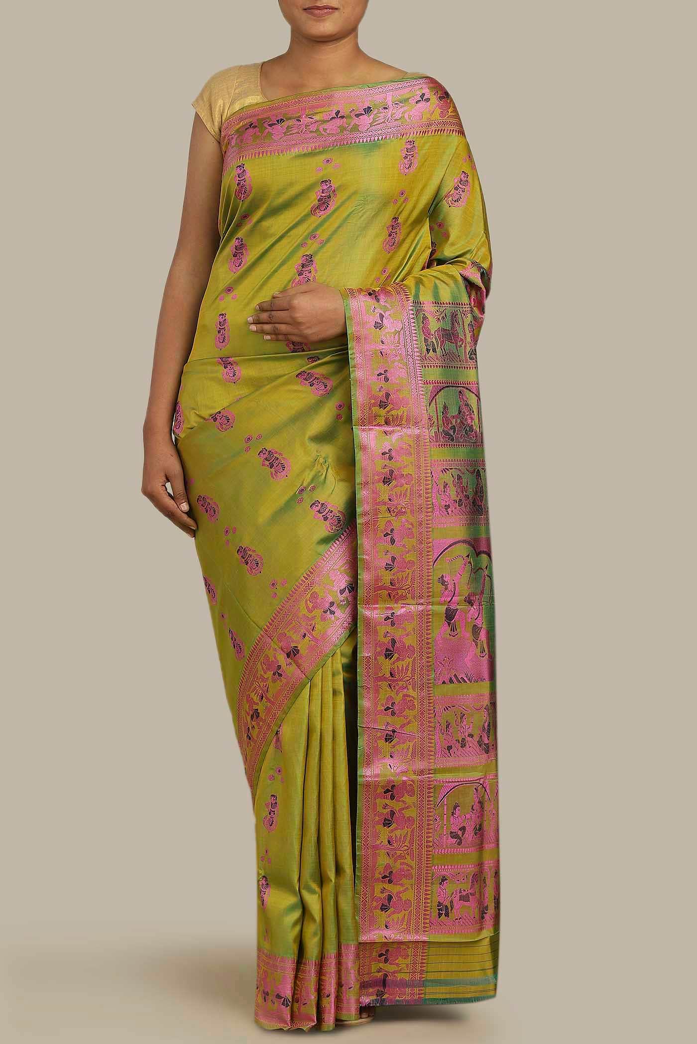Green Baluchari Silk Saree