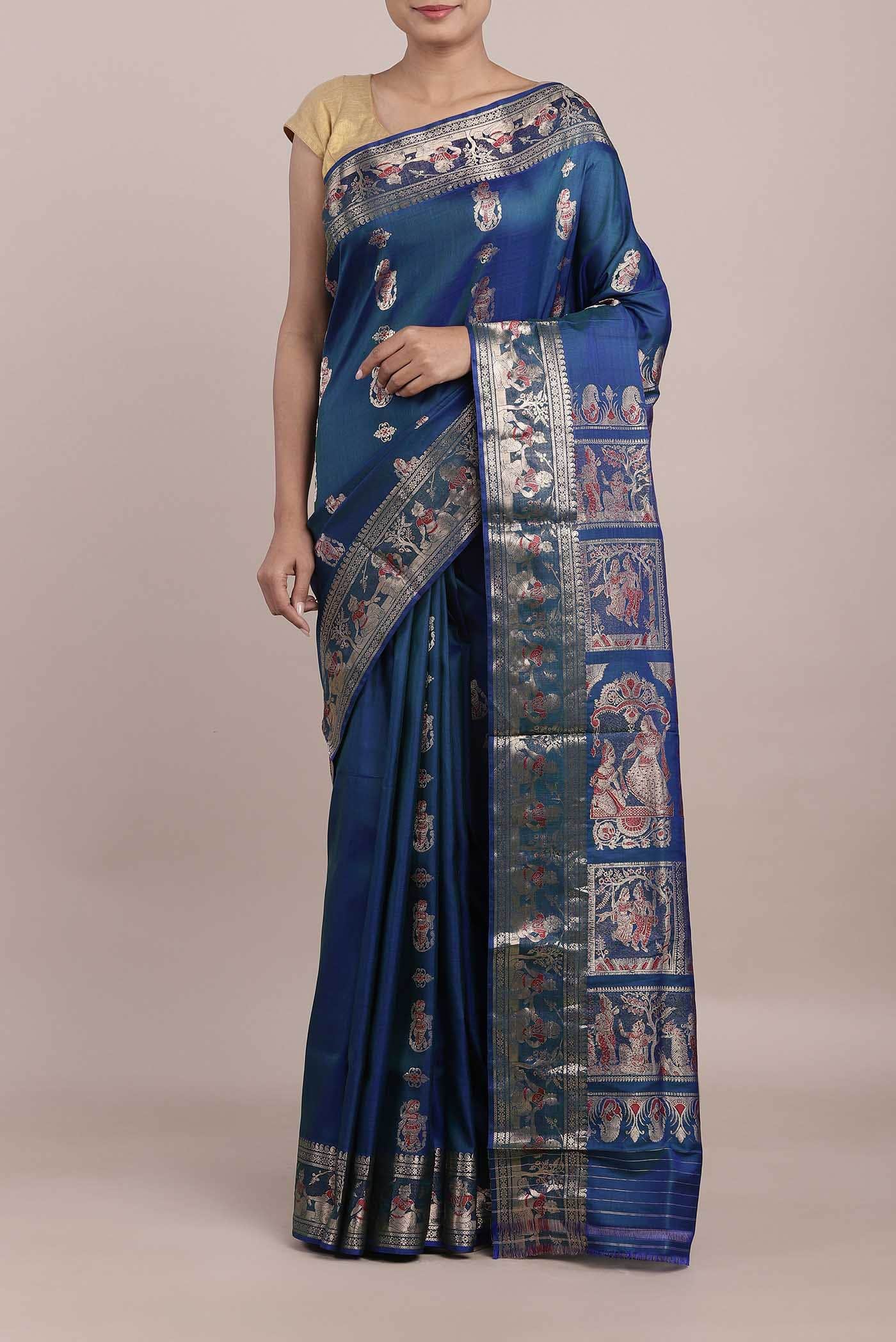 Blue Baluchari Silk Saree