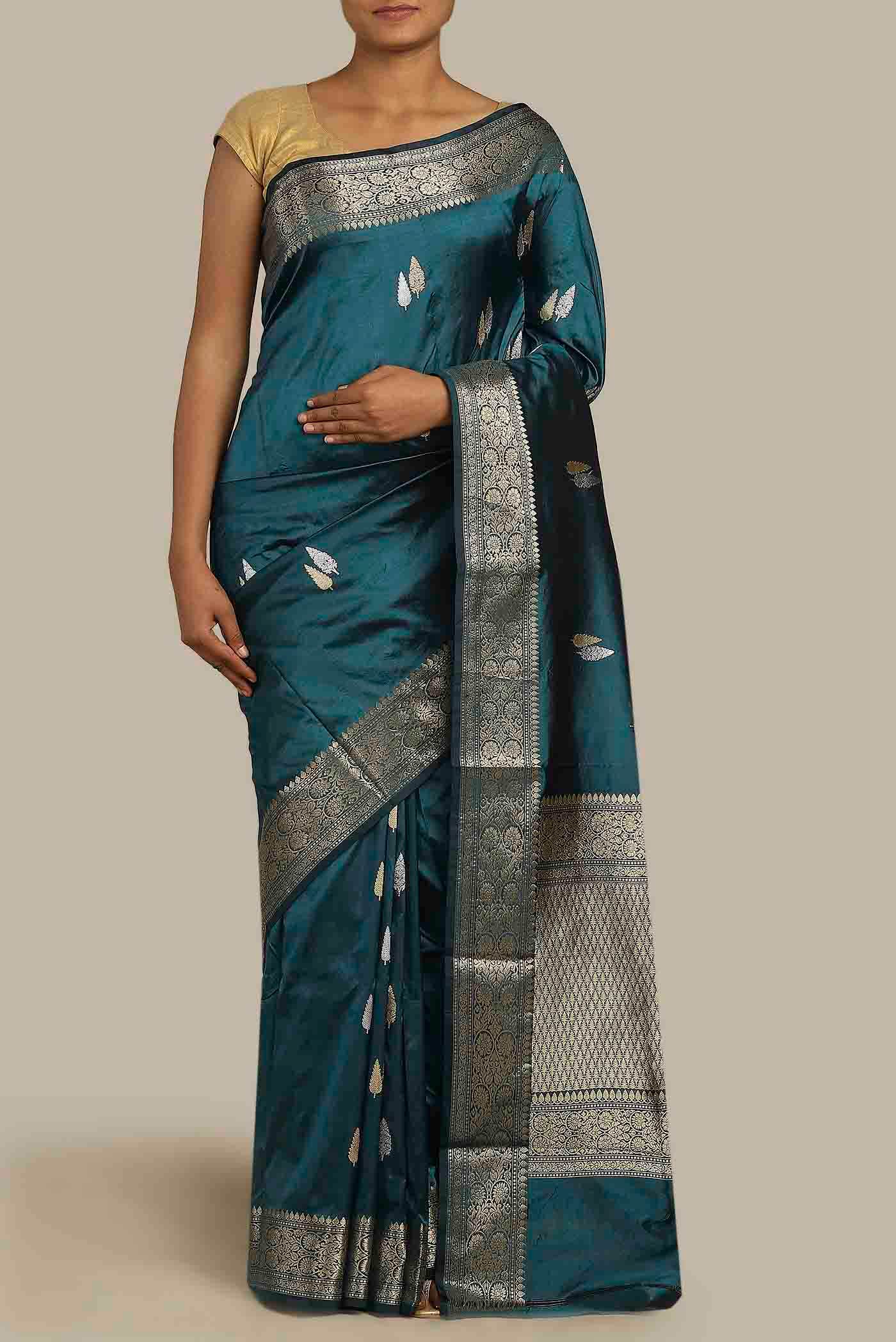 Blue Banarasi Katan Silk Saree