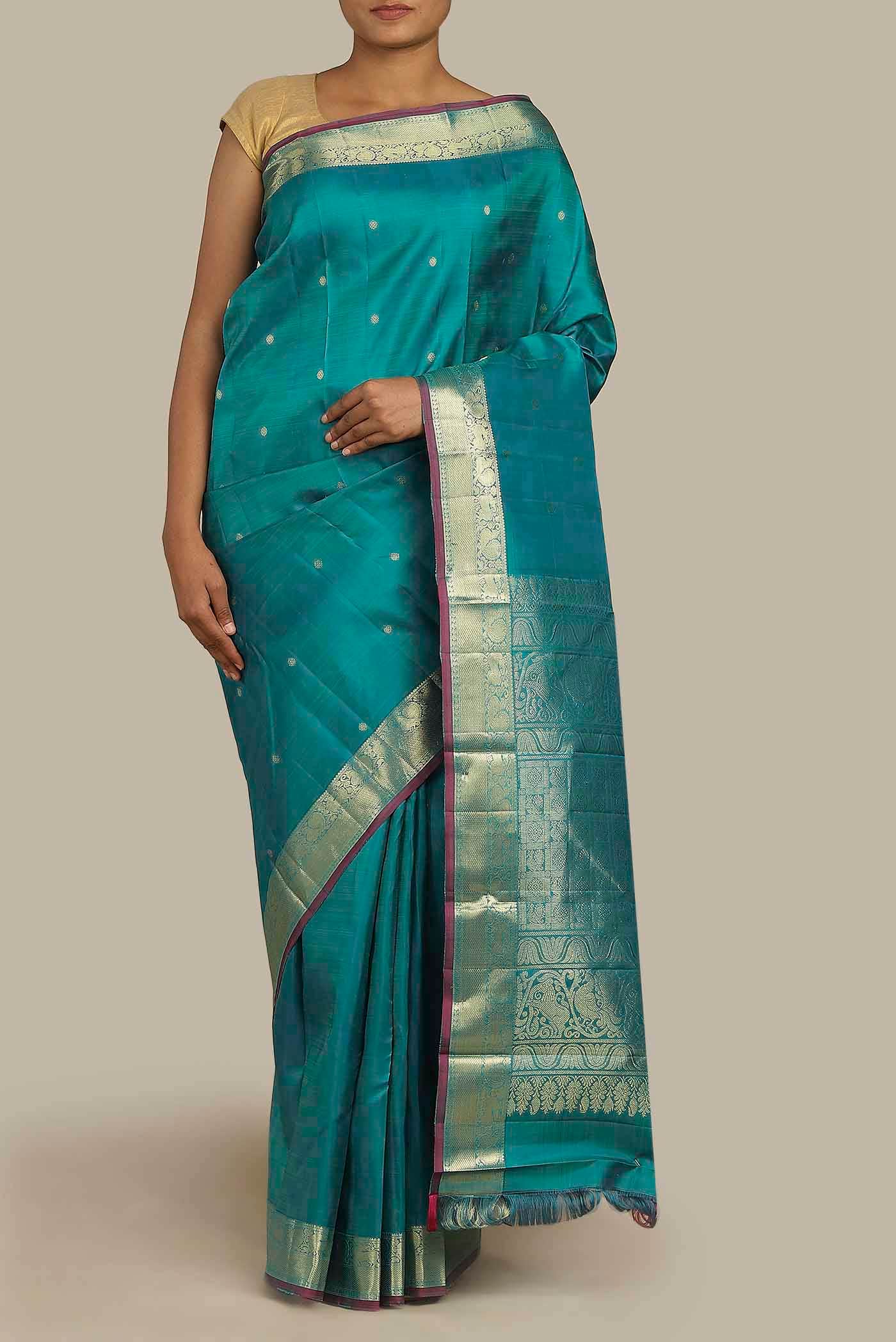 Blue Kanchipuram Silk Saree