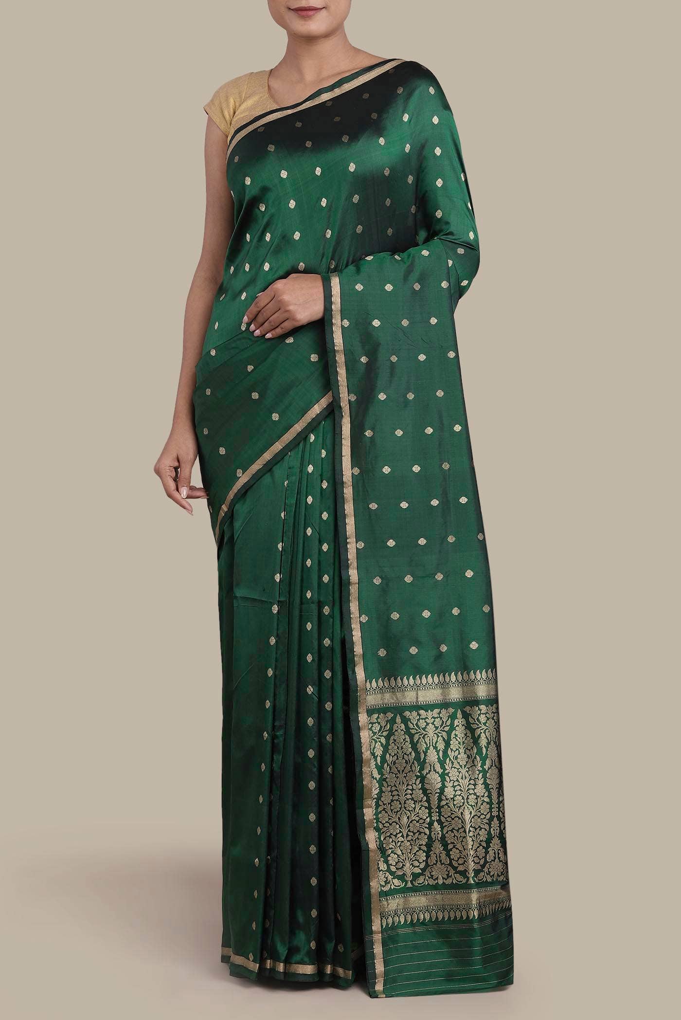 Green Banarasi Katan Silk Saree