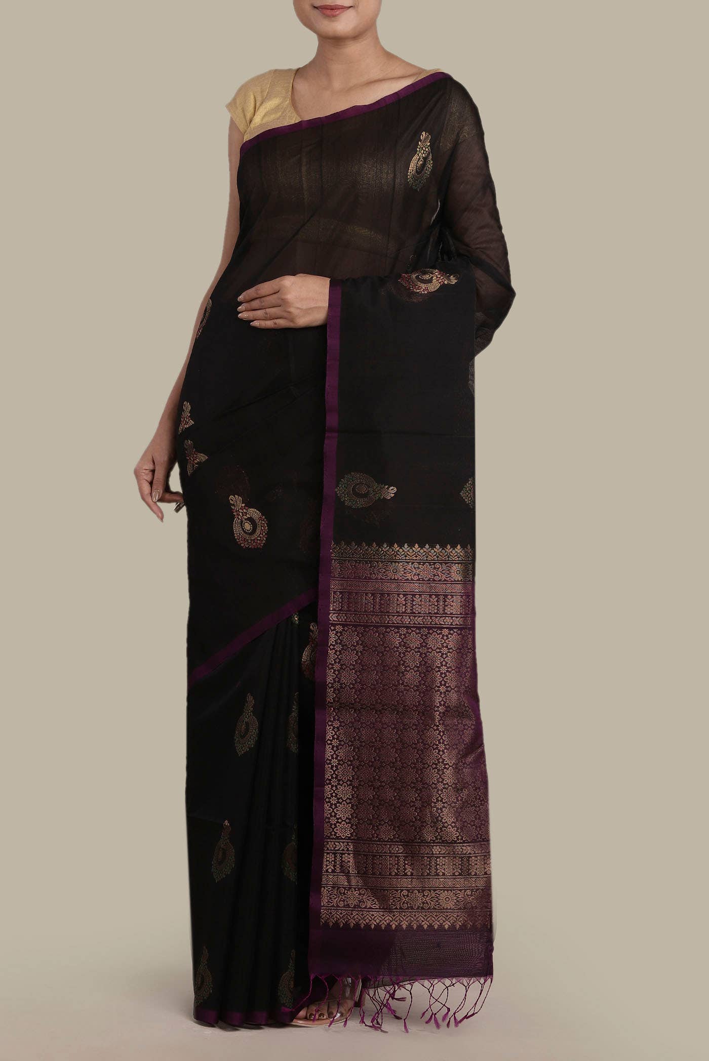 Black Silk Cotton Saree