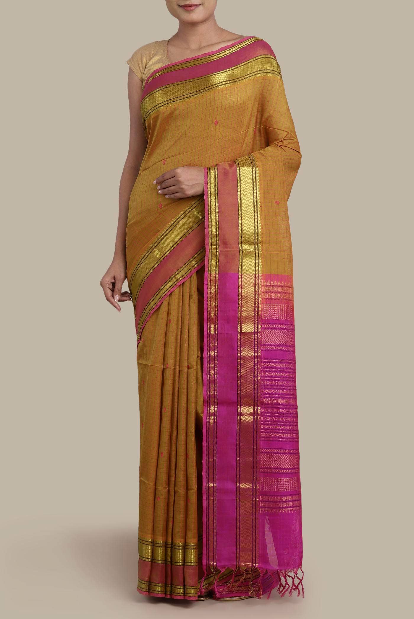 Mustard Silk Cotton Saree