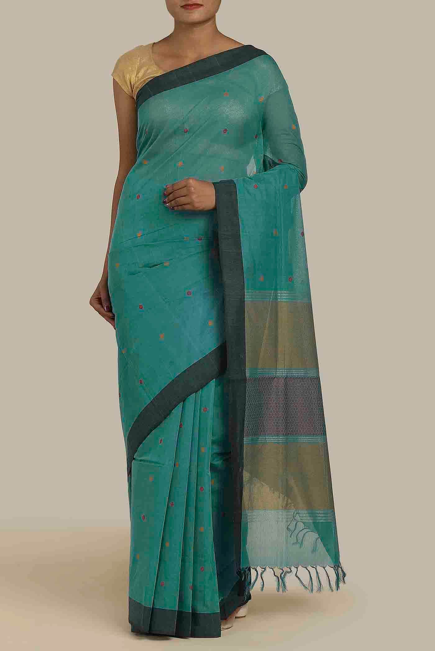 Blue Coimbatore Cotton Saree