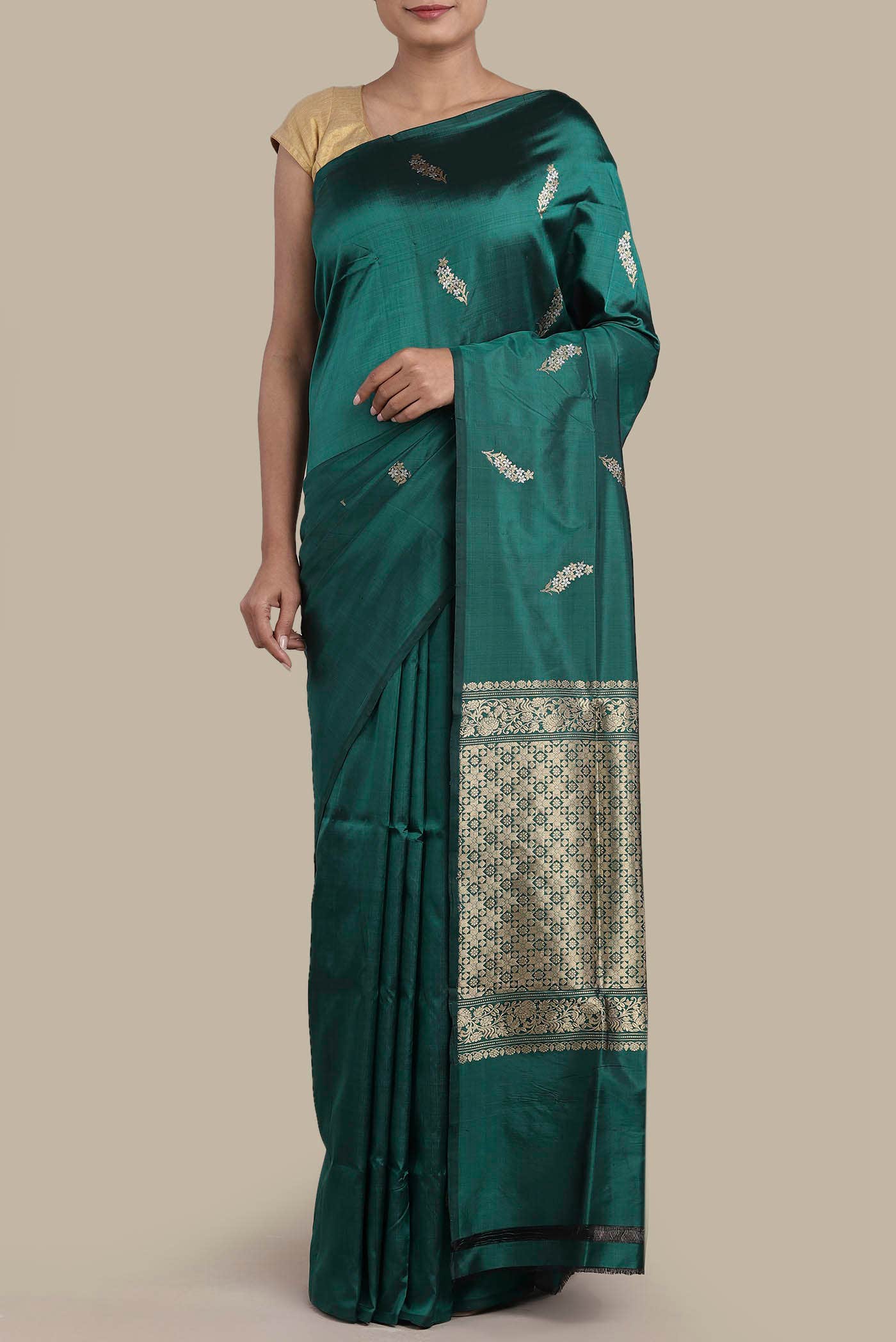 Green Banarasi Katan Silk Saree