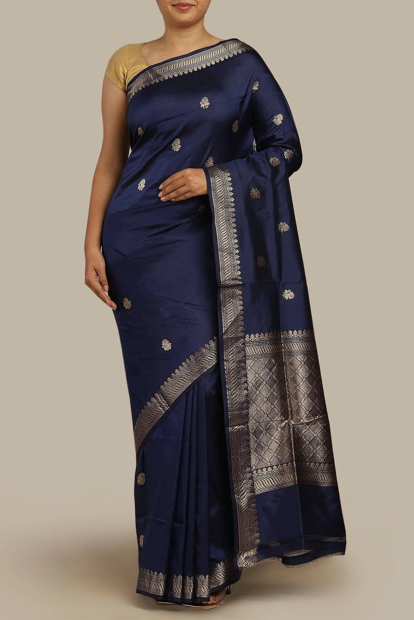 Blue Banarasi Katan Silk Saree