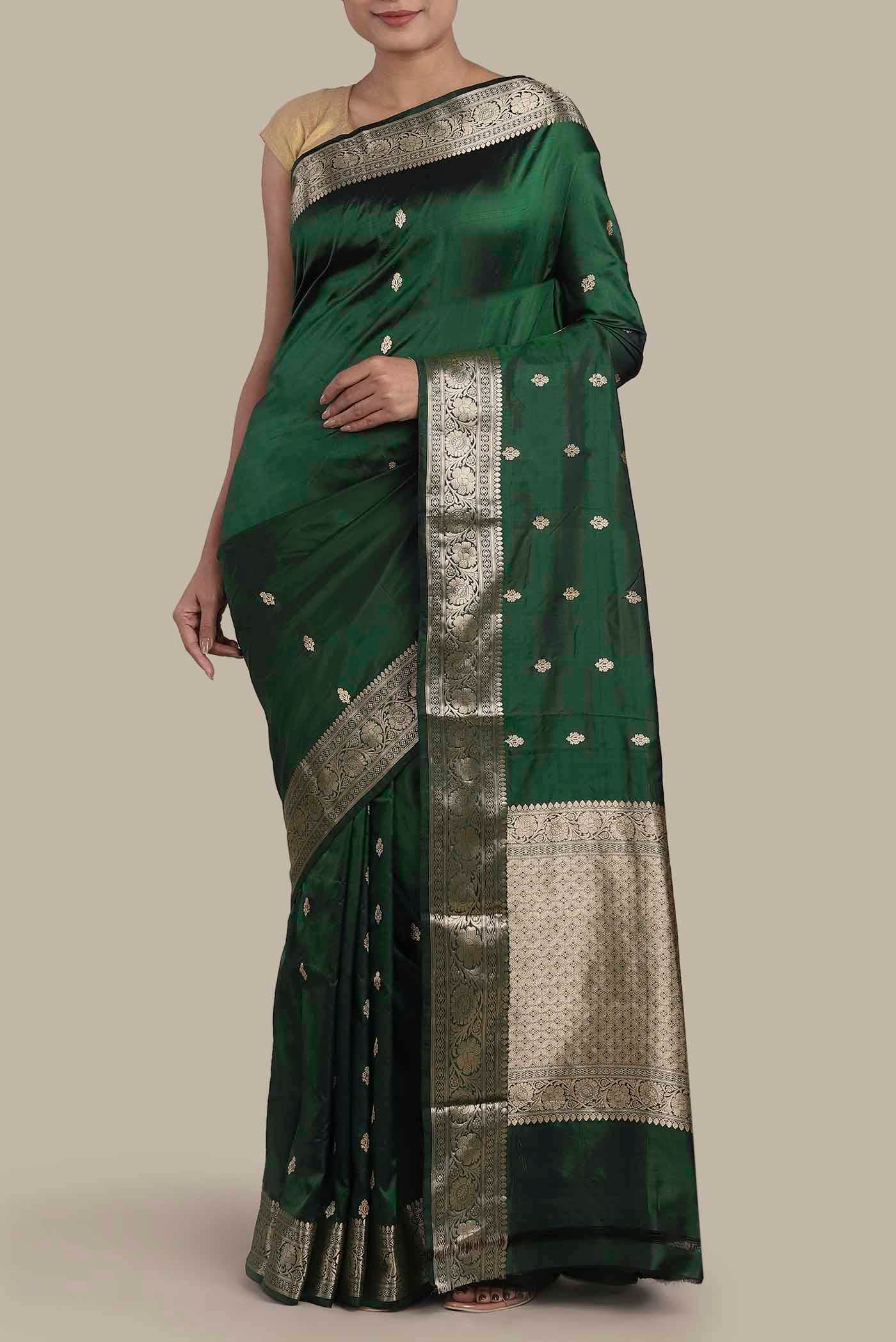 Green Banarasi Katan Silk Saree