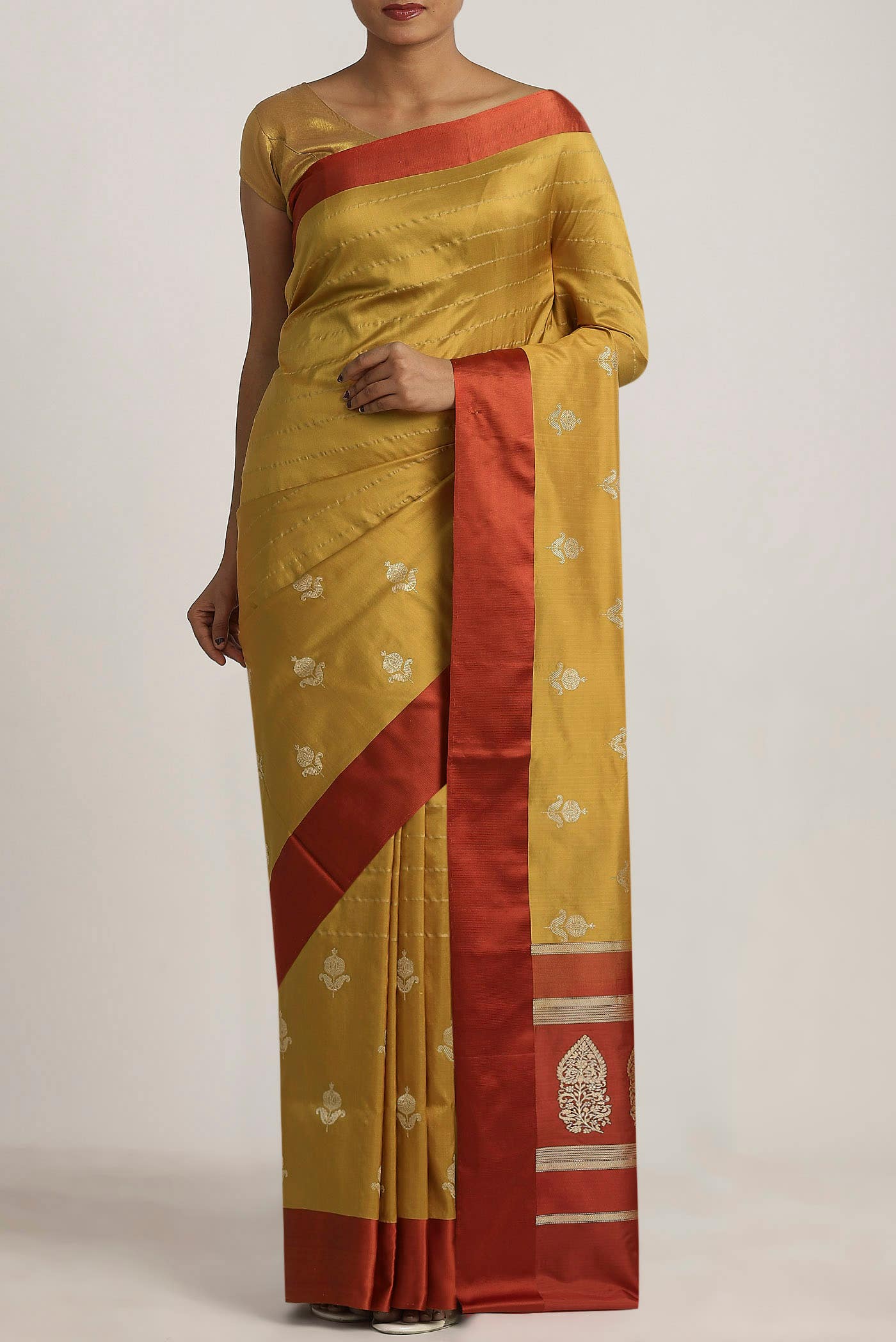 Mustard Banarasi Silk Saree
