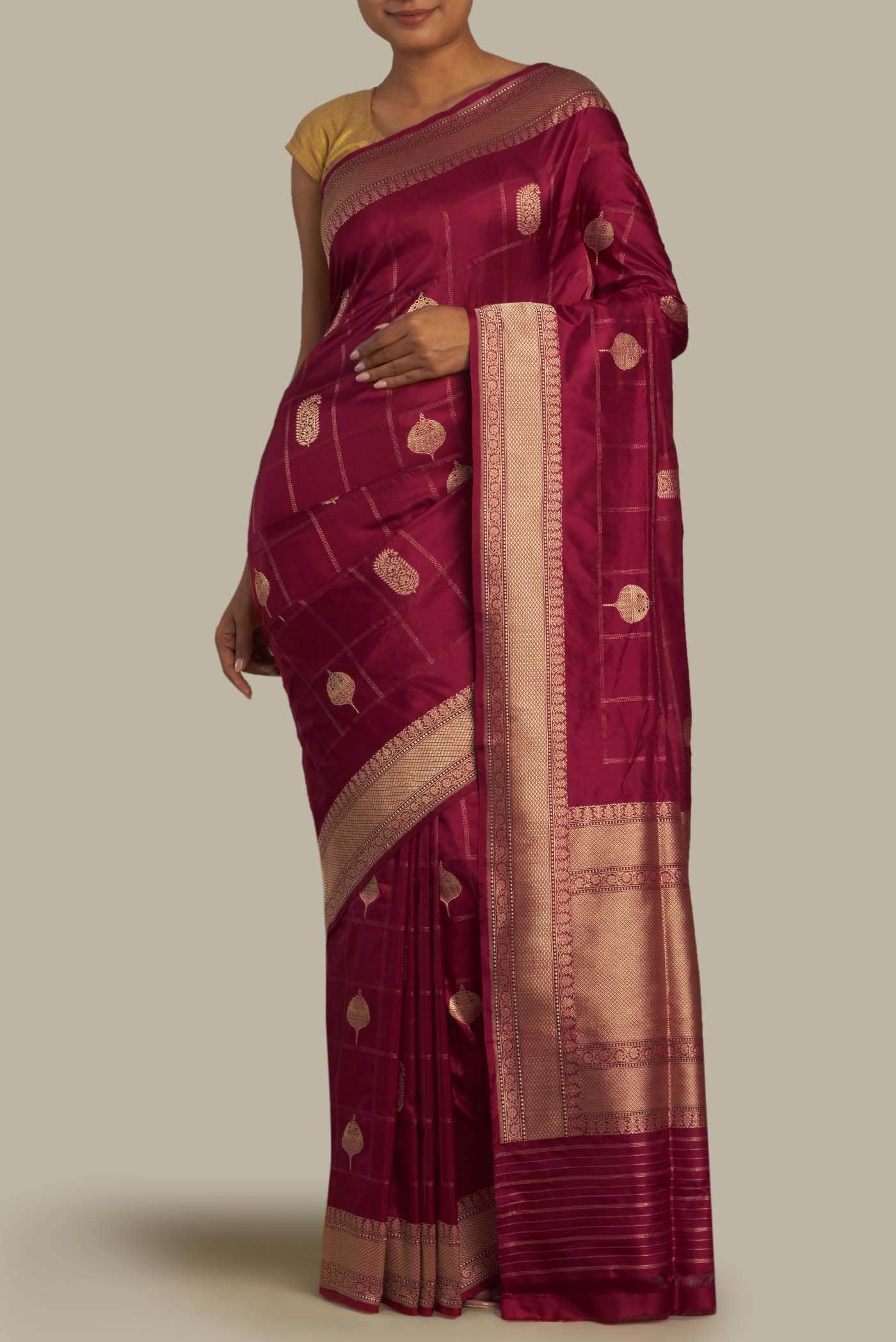 Maroon Banarasi Silk Saree