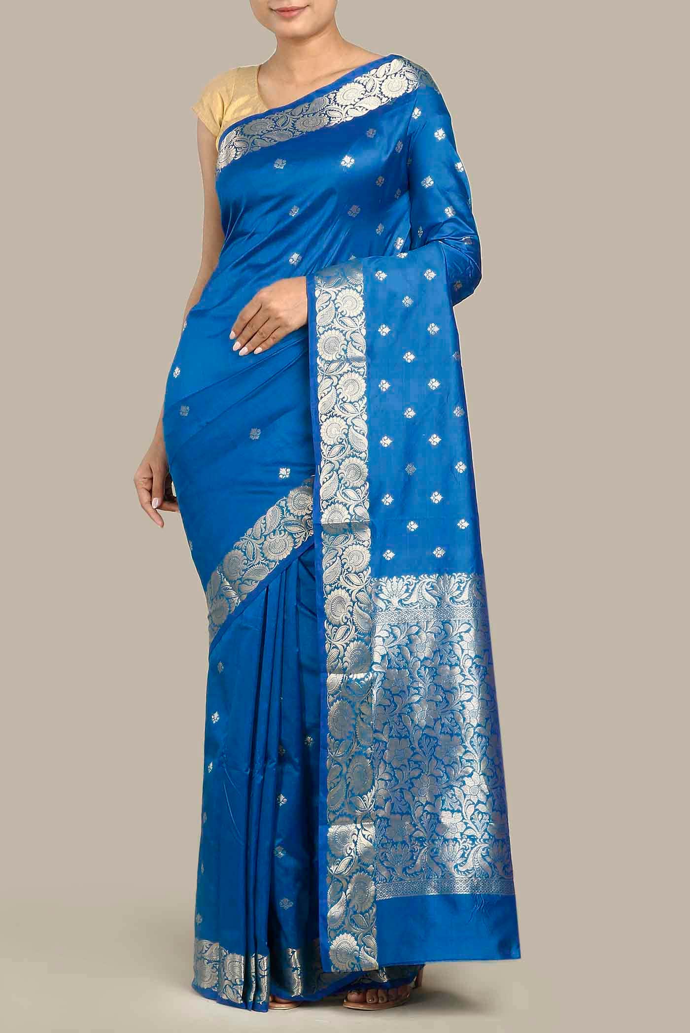 Blue Banarasi Katan Silk Saree