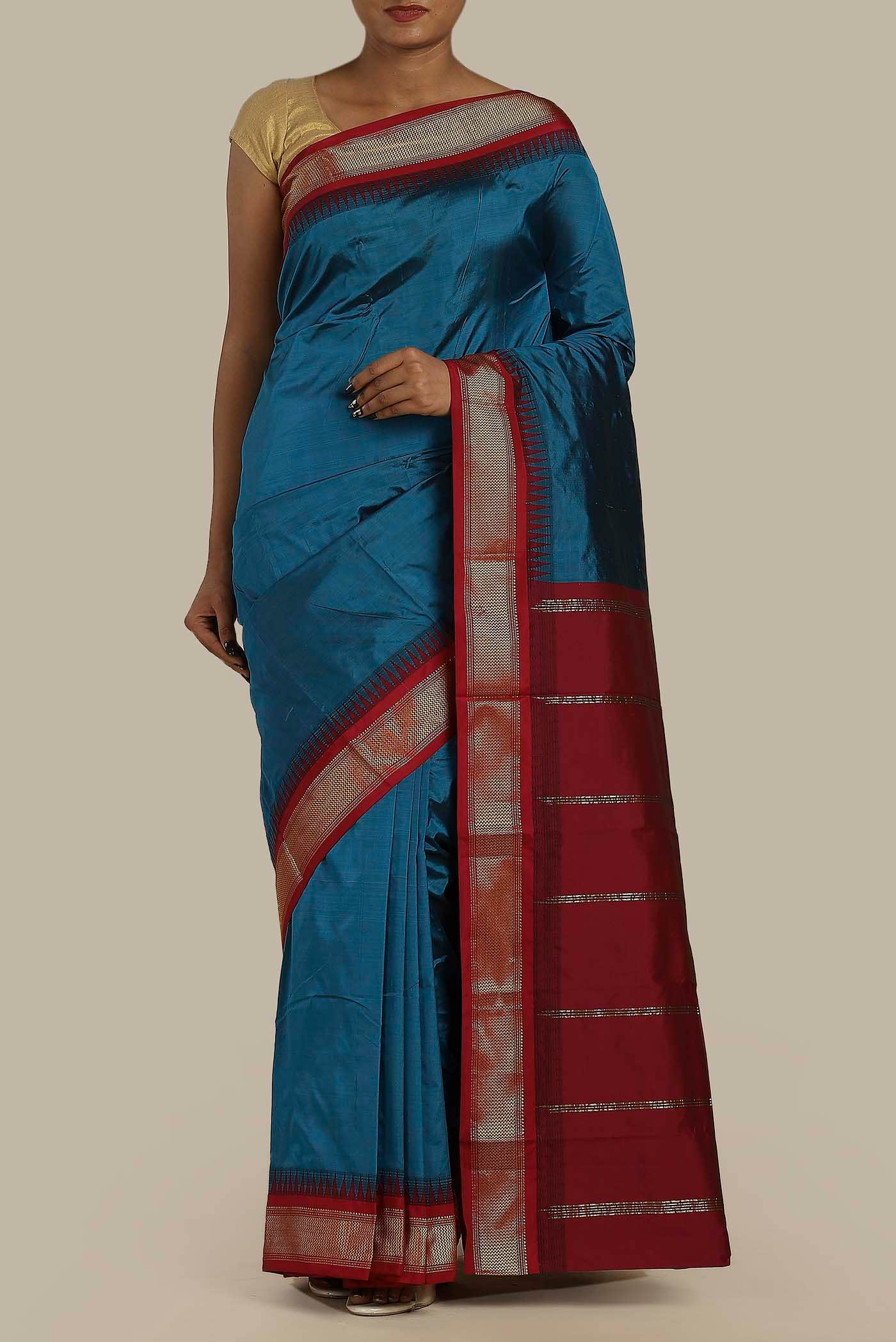 Blue Dual Tone Bangalore Silk Saree
