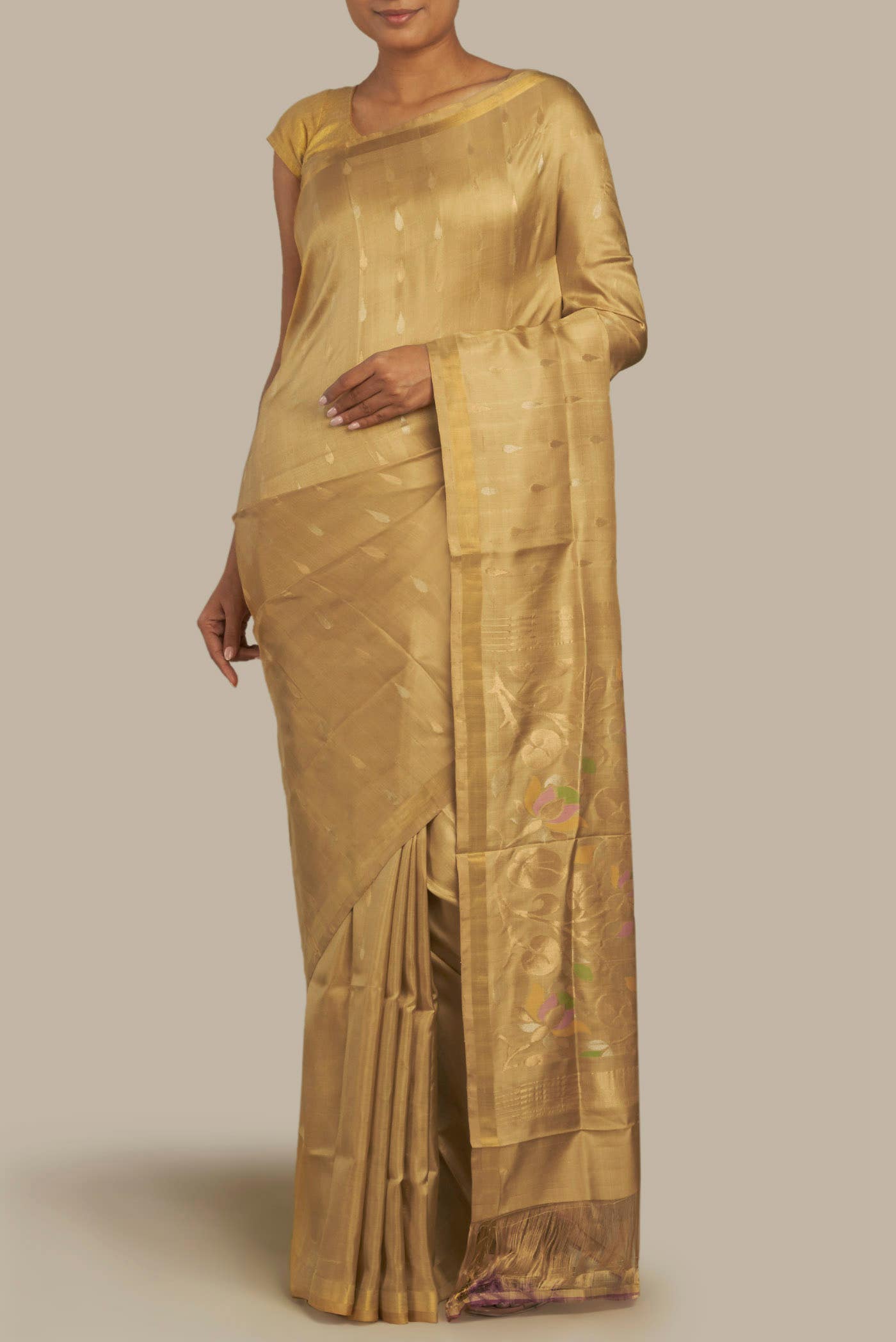 Dark Beige Uppada Silk Saree