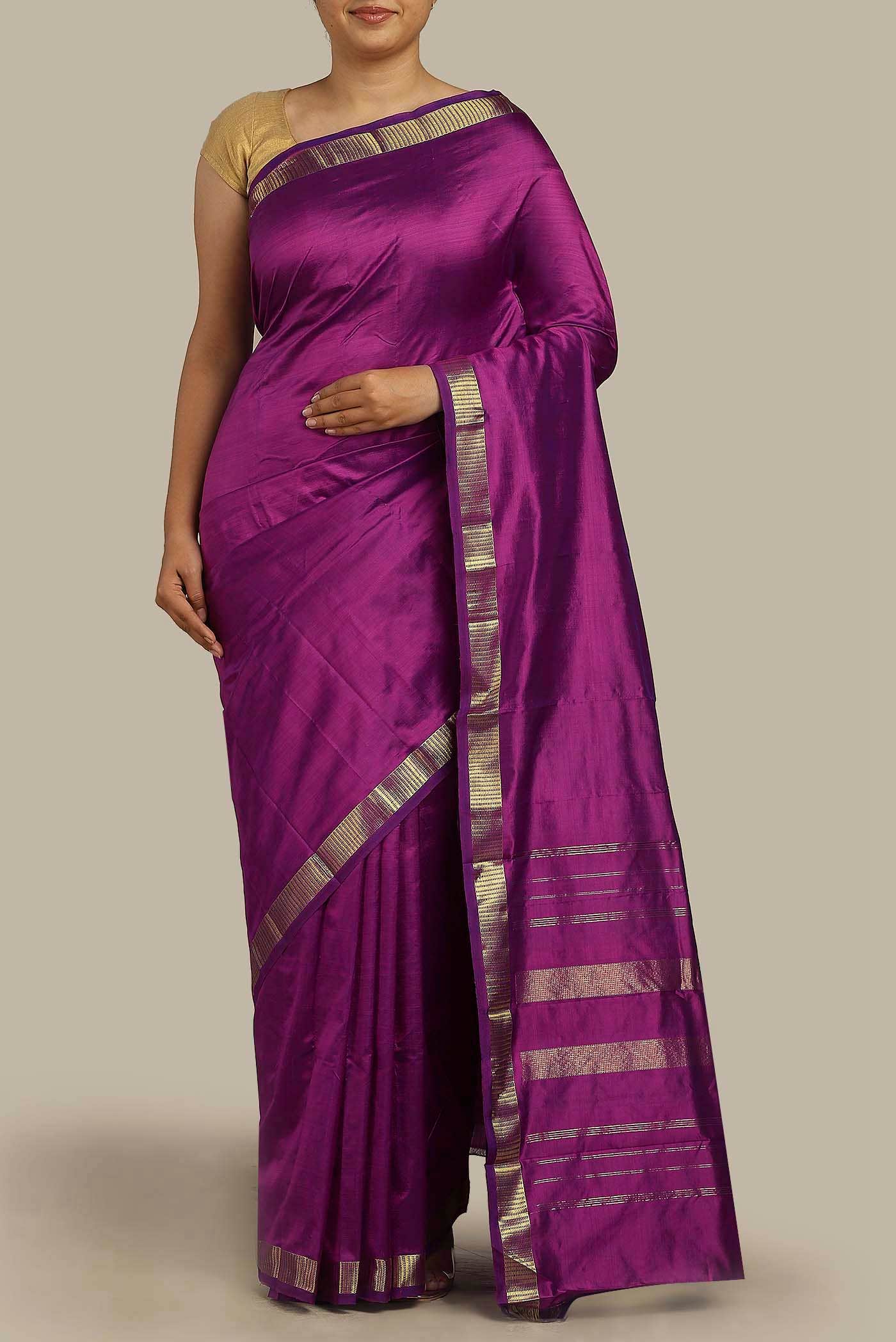 Purple Kanchipuram Silk Saree