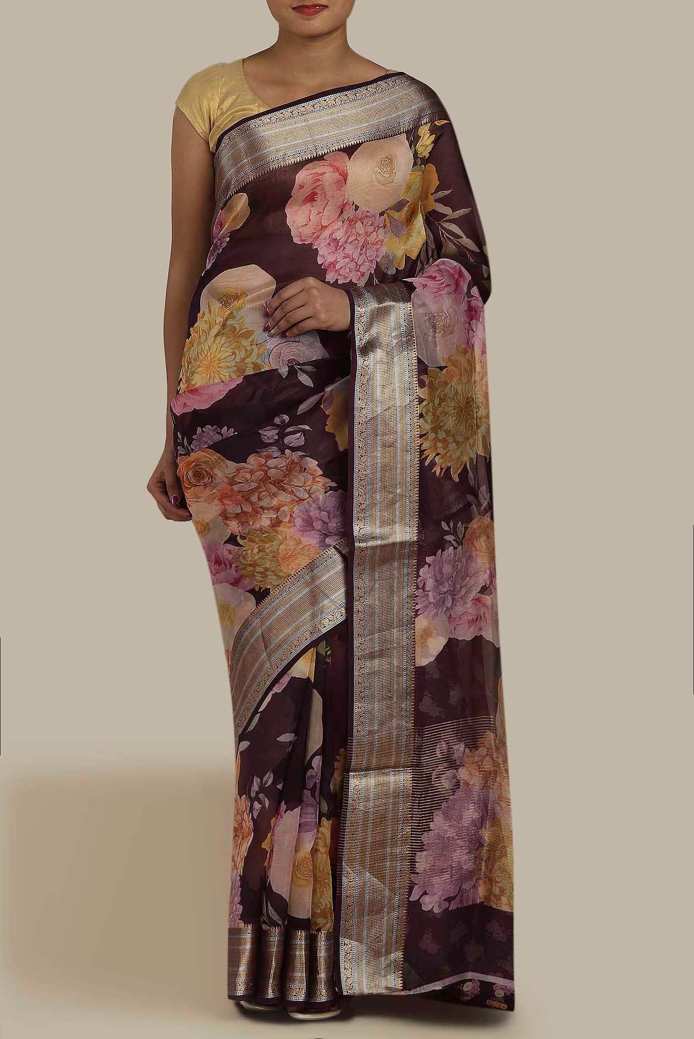 Purple Organza Silk Saree