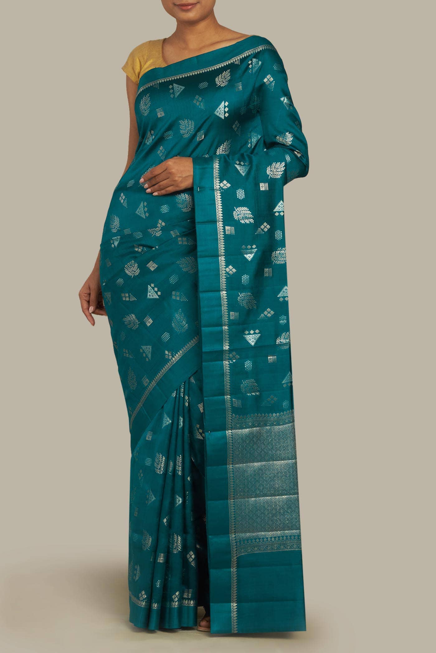 Blue Banarasi Tussar Silk Saree