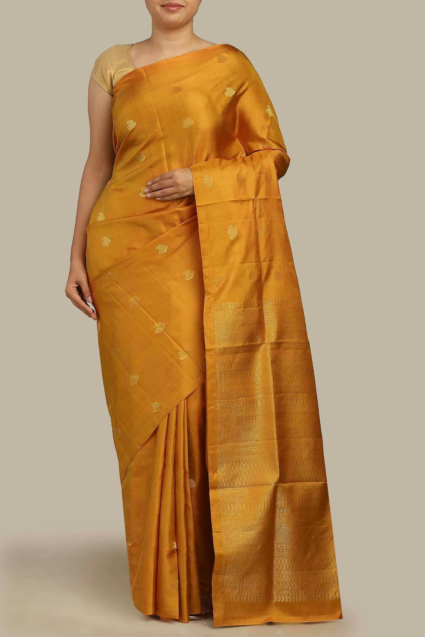 Mustard Kanchipuram Silk Saree