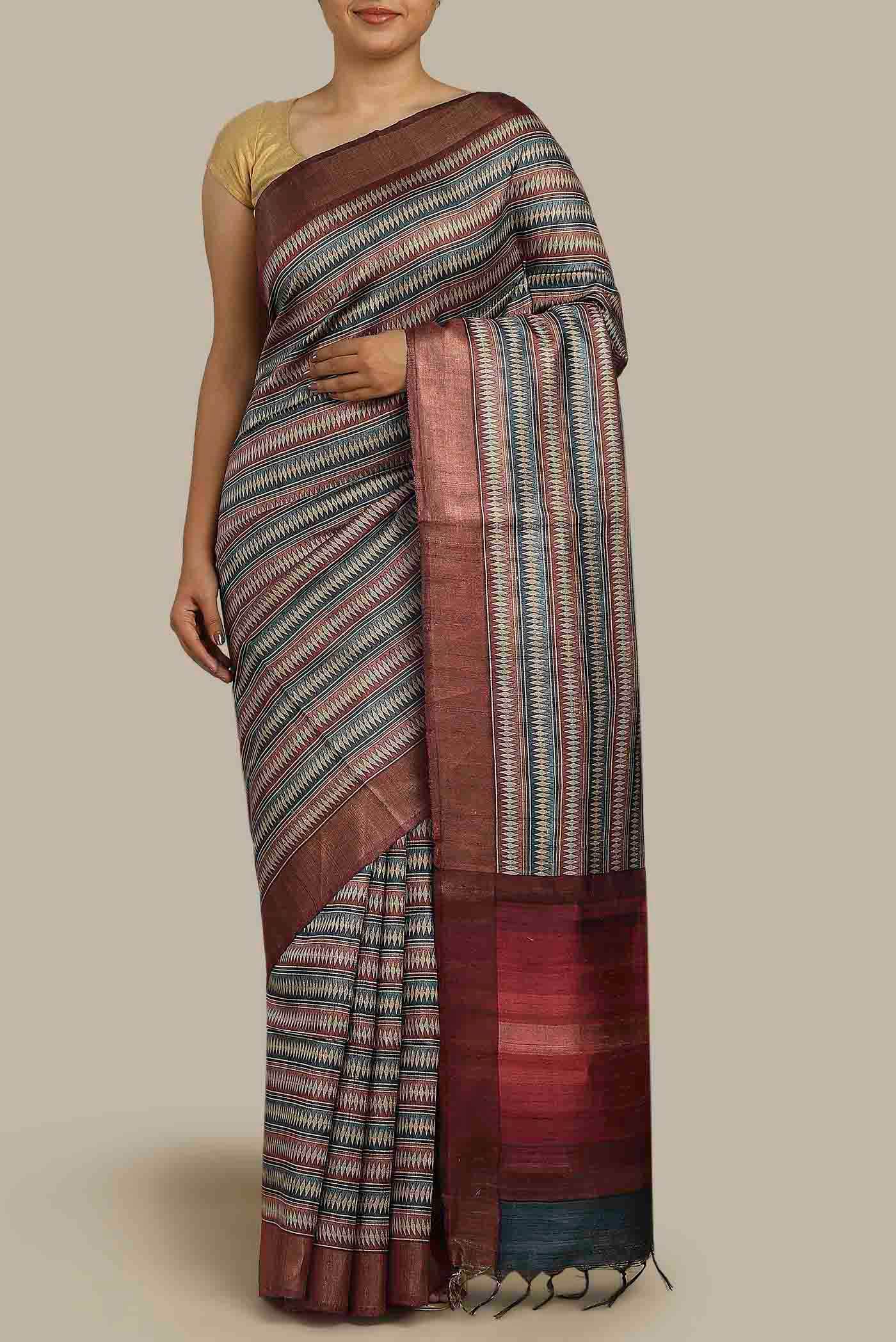 Multi Bhagalpuri Tussar Silk Saree