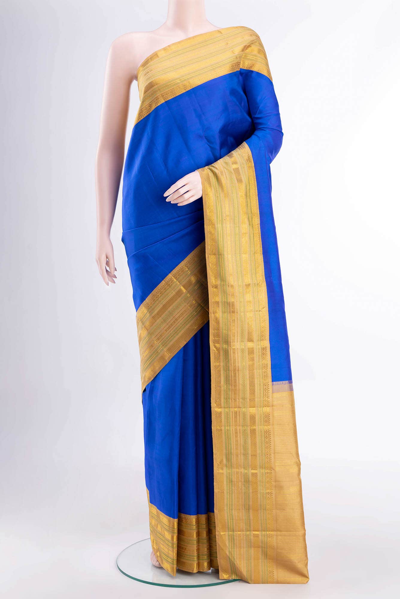 Pure Silk Pure Zari Blue Kanchipuram Saree