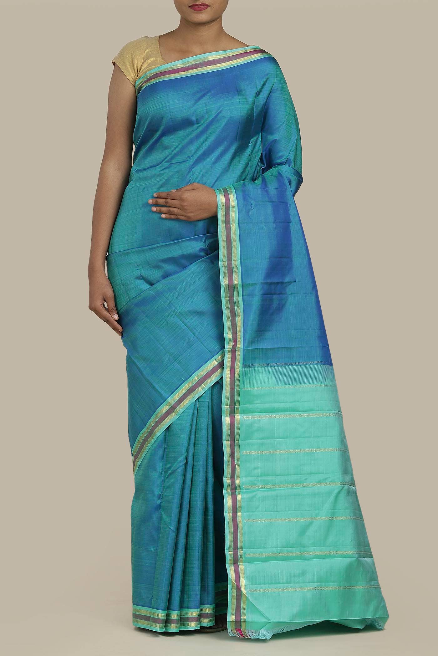 Blue Kanchipuram Silk Saree