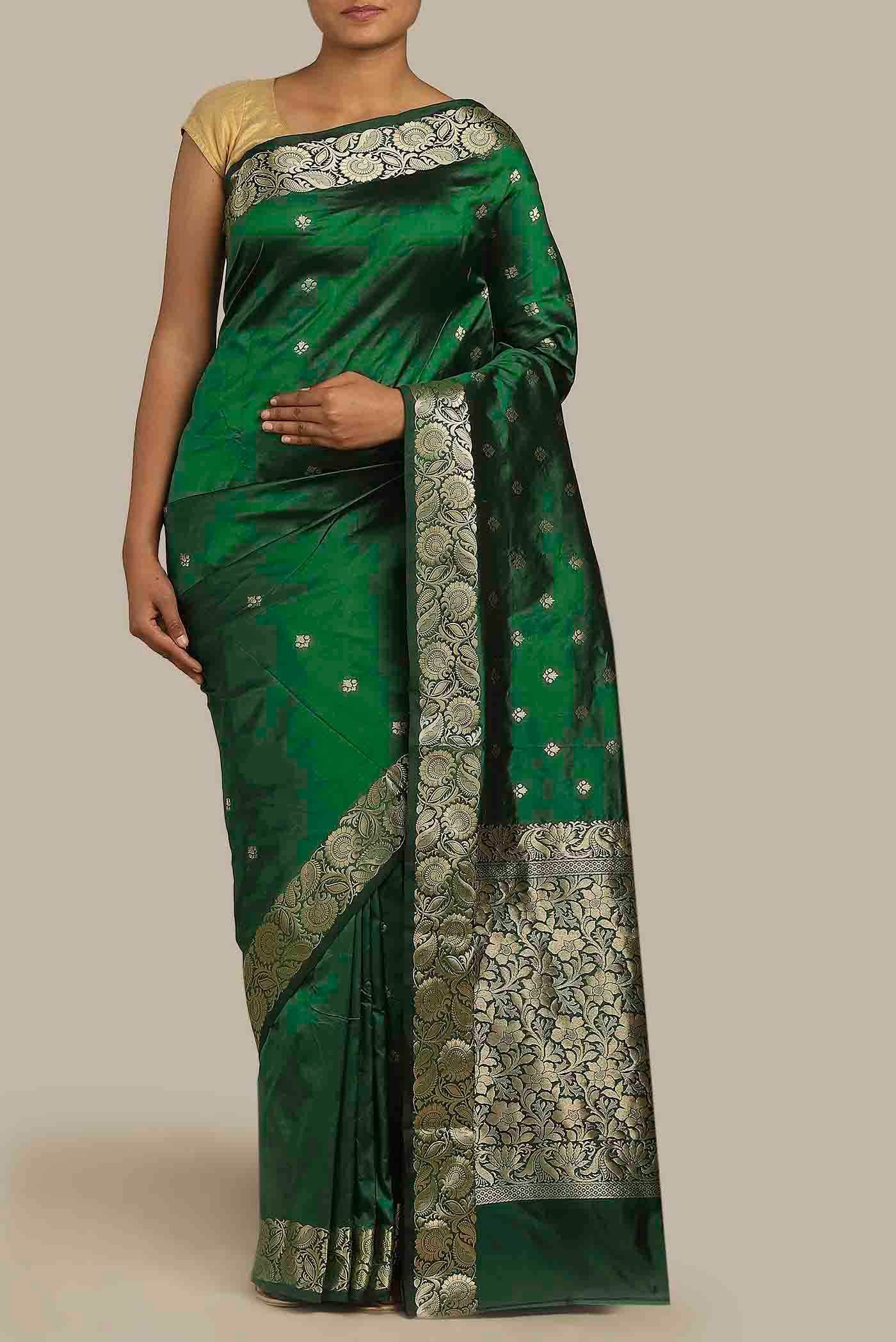 Green Banarasi Katan Silk Saree