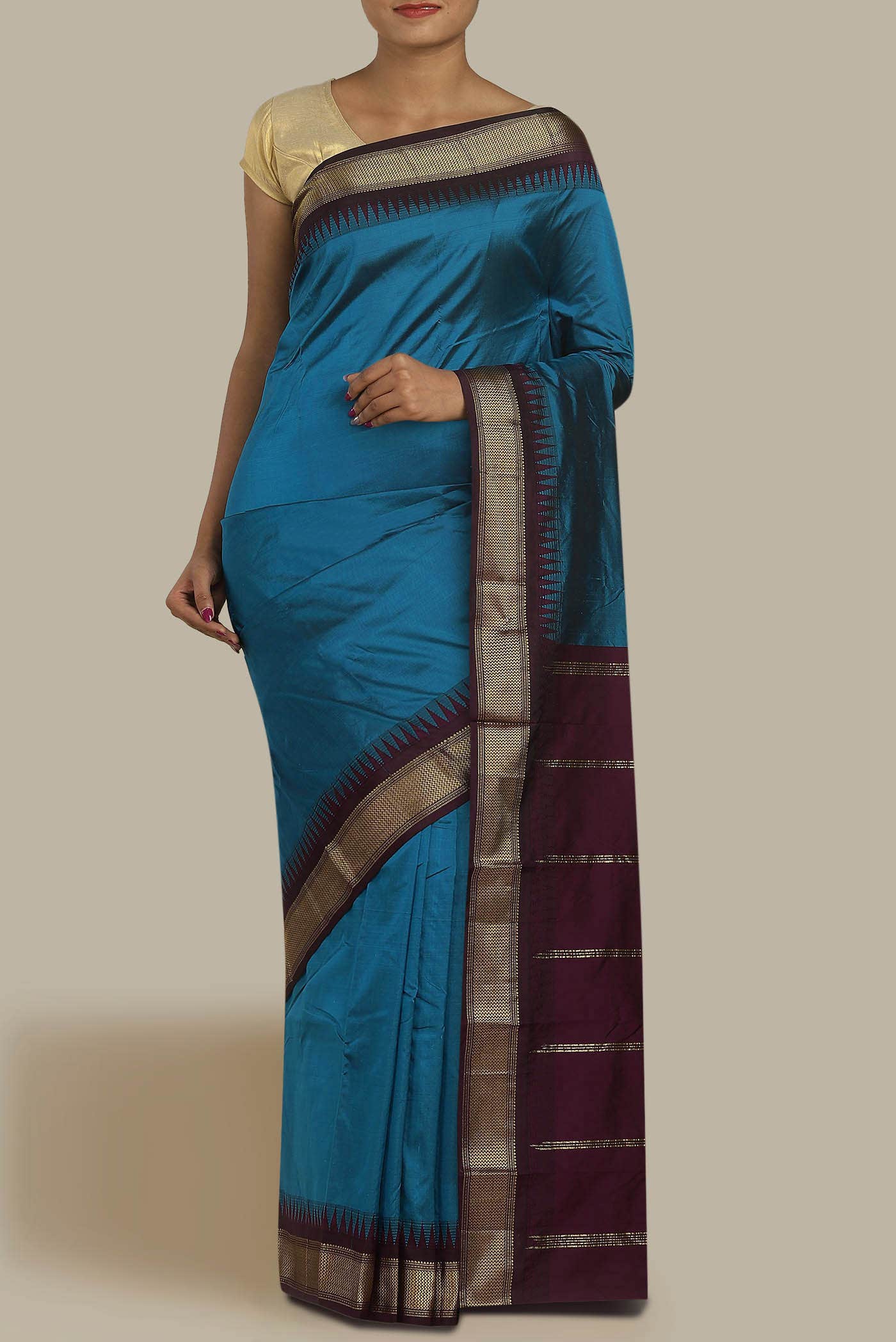 Blue Blended Bangalore Silk Saree