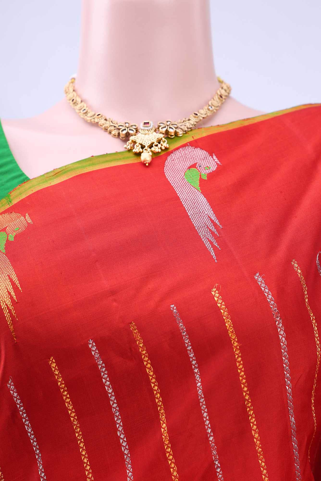 Red Gadwal Silk Saree