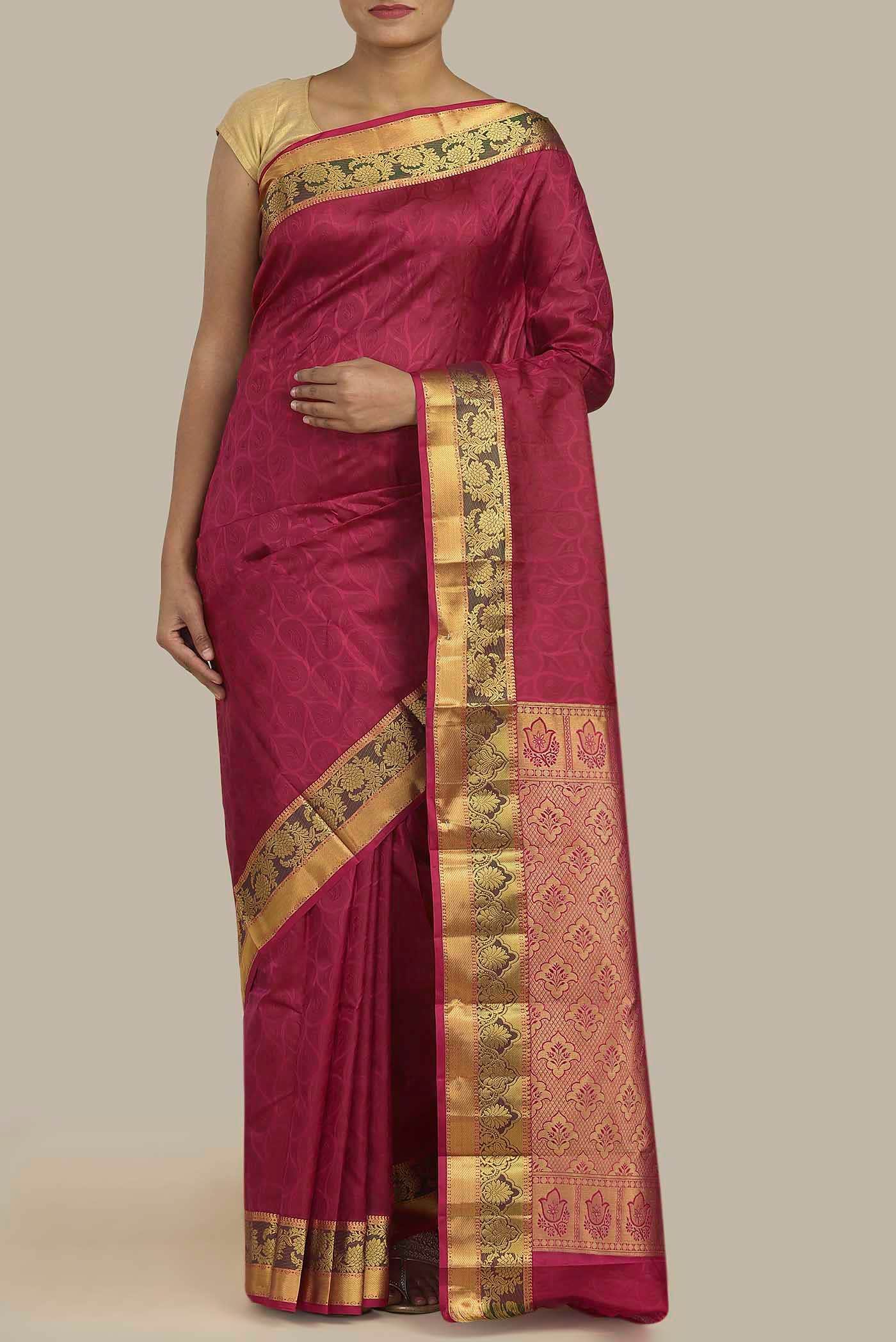Dark Pink Kanchipuram Silk Saree