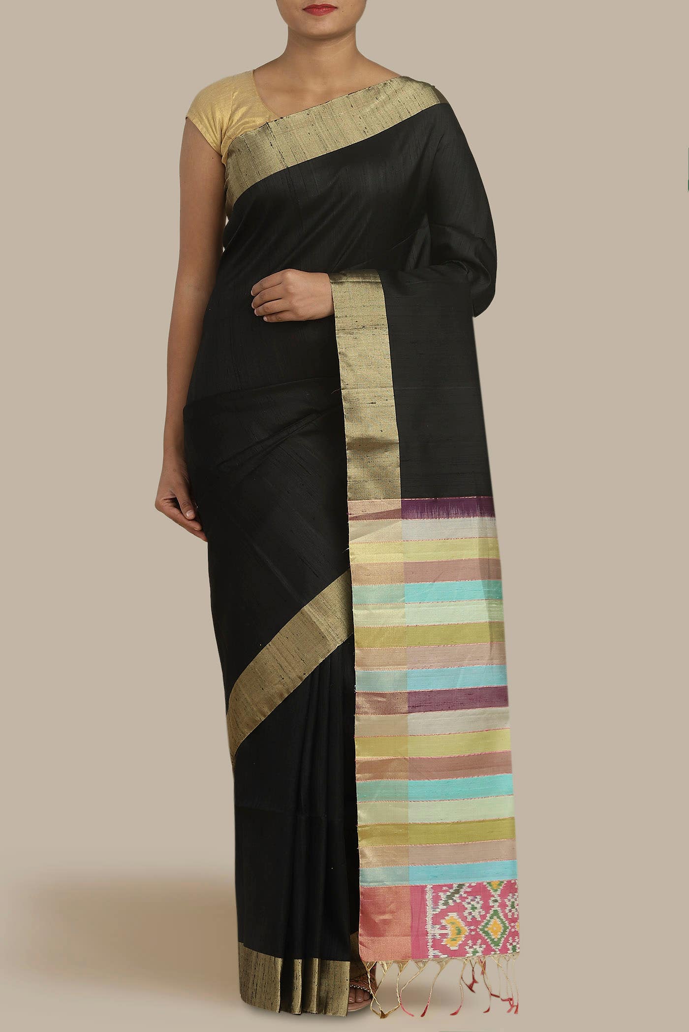 Black Raw Silk Saree