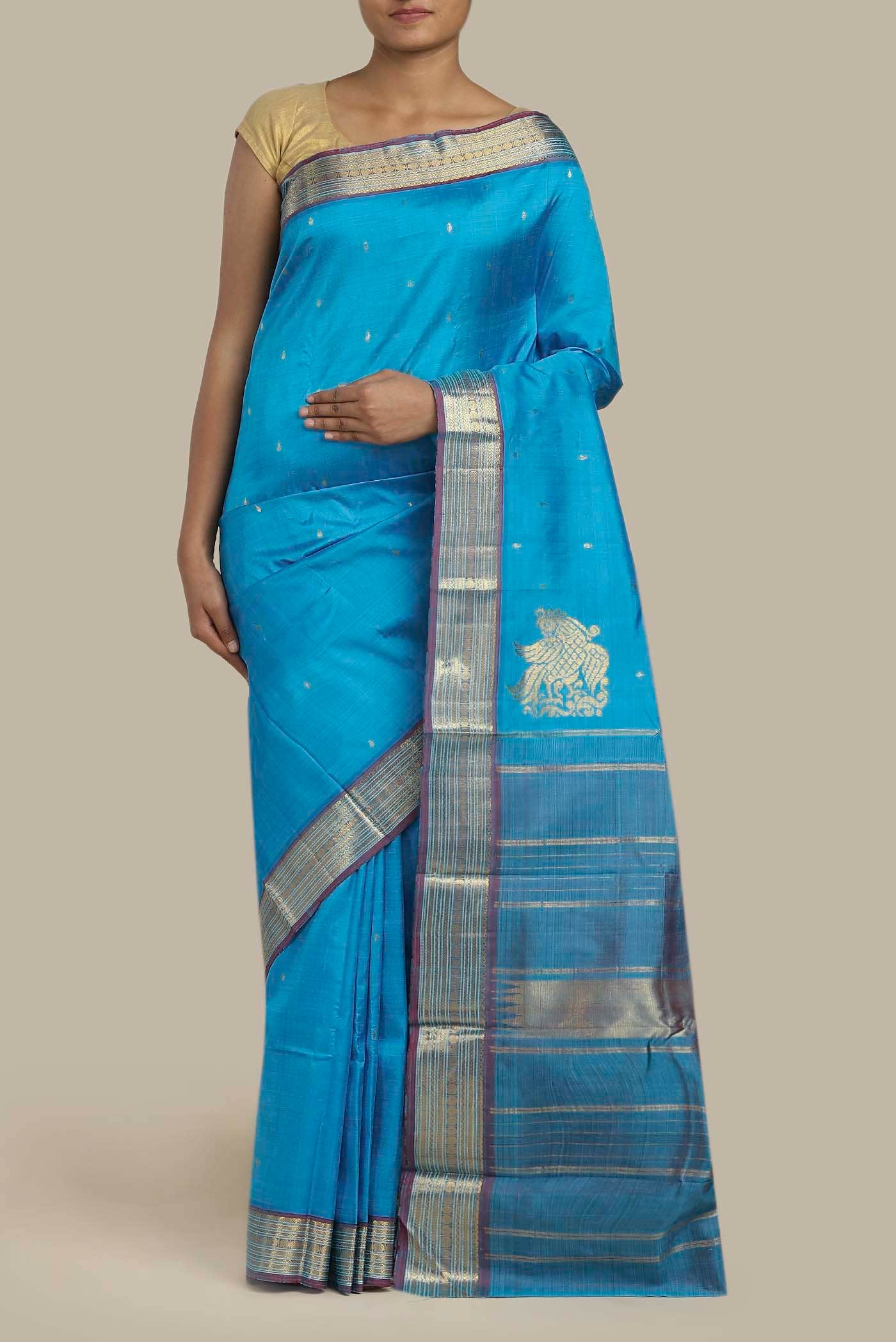 Blue Kanchipuram Silk Saree